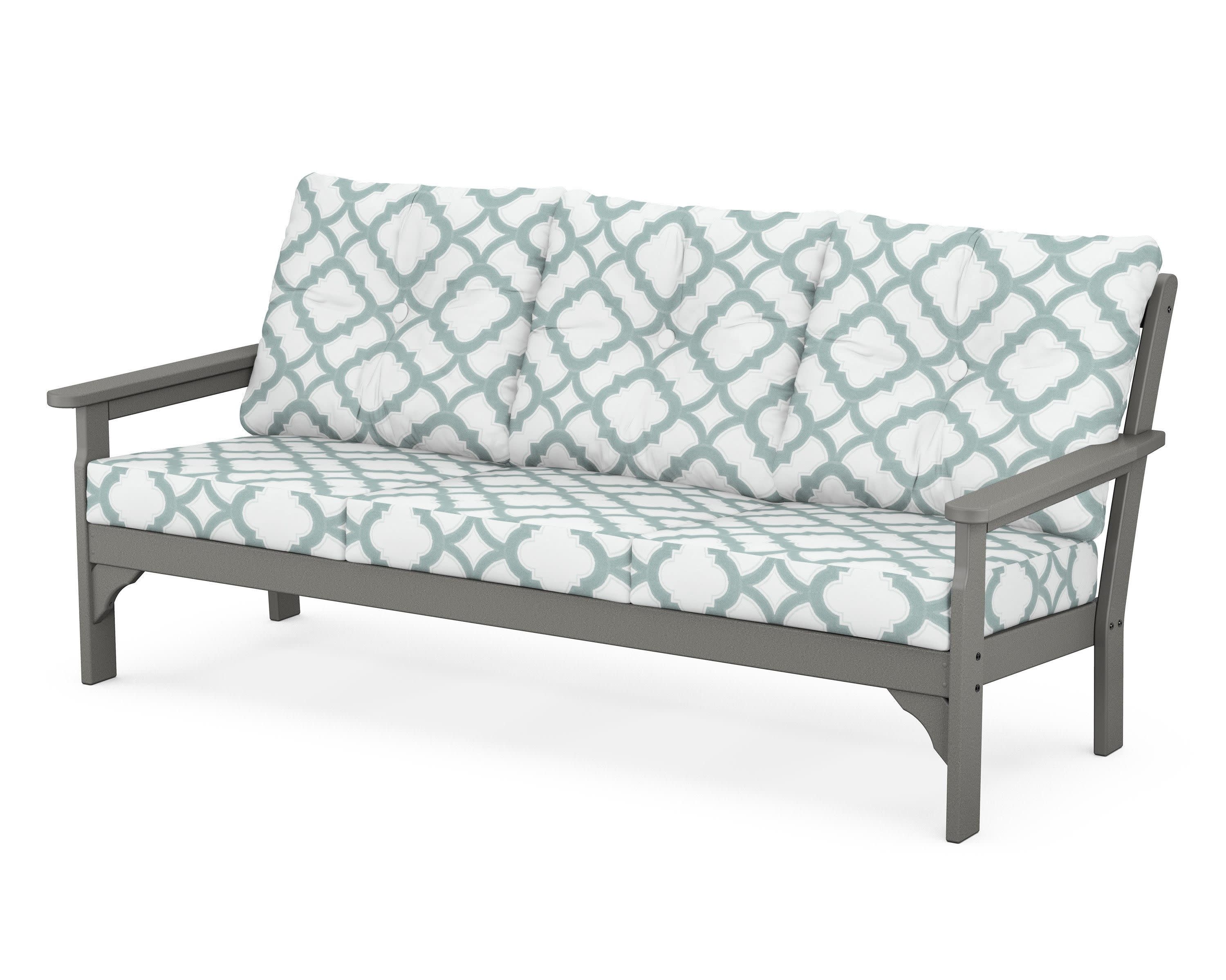 Vineyard Deep Seating Sofa in Slate Grey / Trellis Glacier Spa