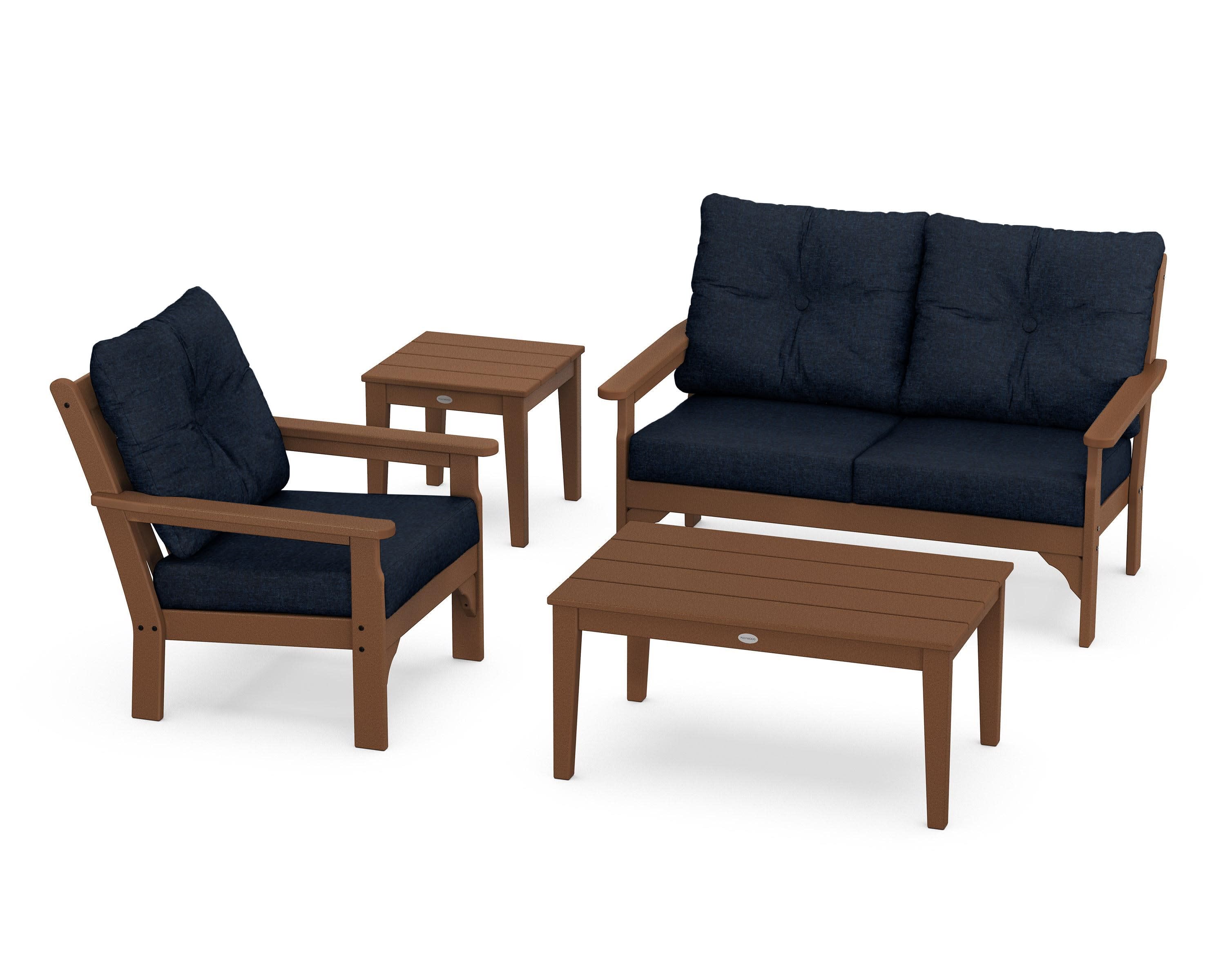 Vineyard 4-Piece Deep Seating Set in Teak / Marine Indigo