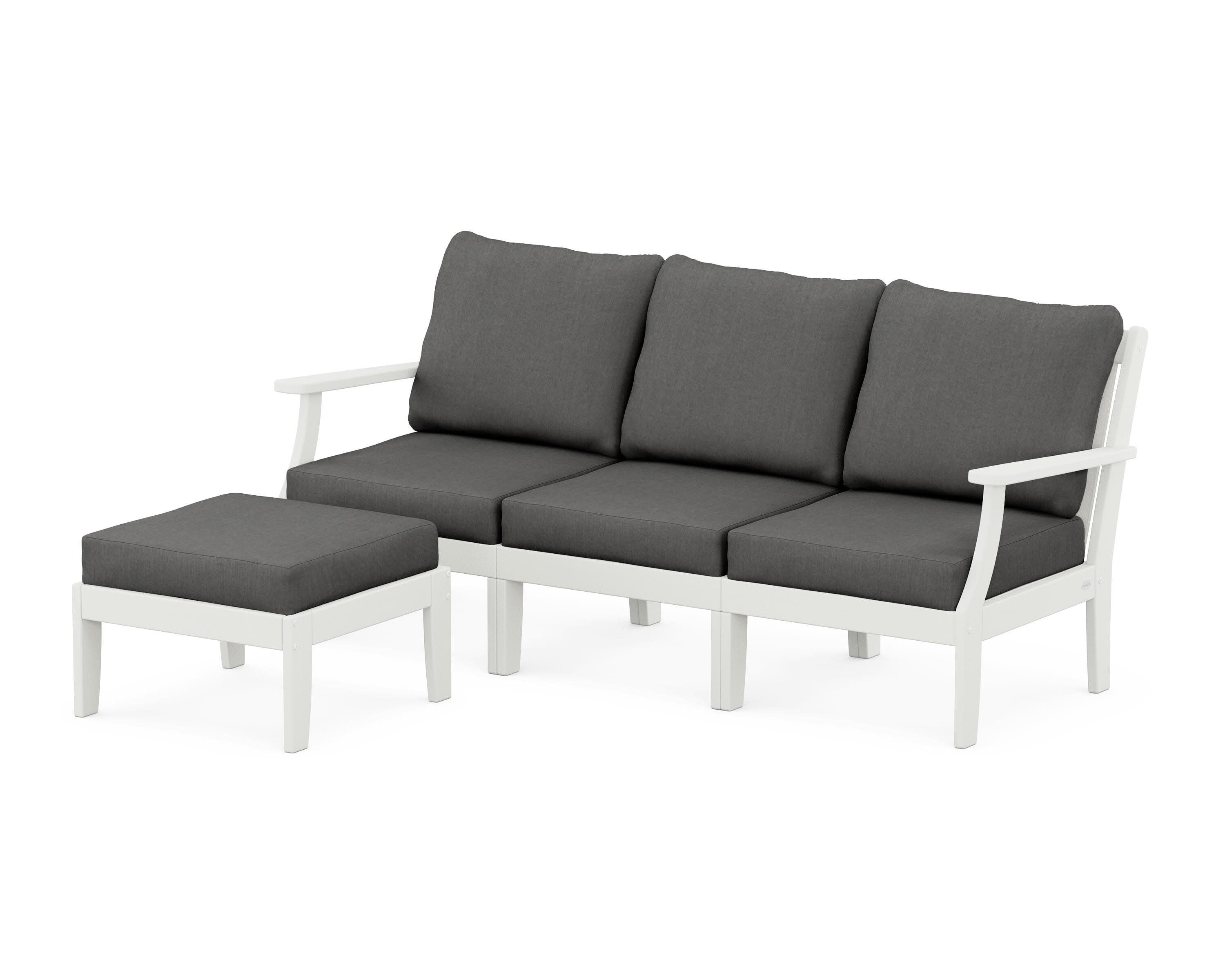 Braxton Modular 4-Piece Deep Seating Set with Ottoman in Vintage White / Spectrum Carbon