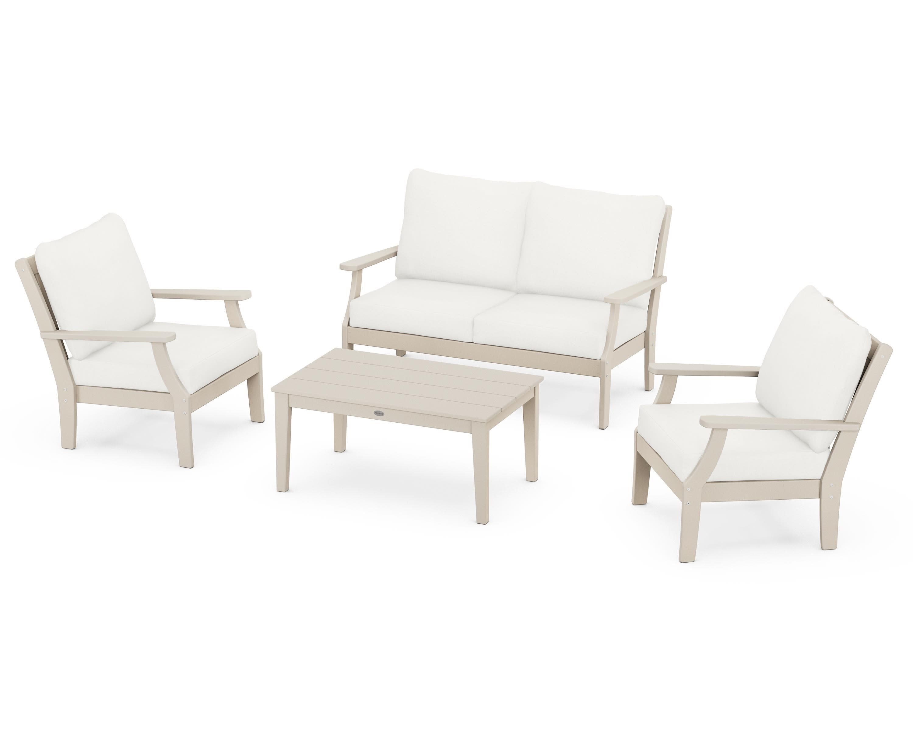 Braxton 4-Piece Deep Seating Chair Set in Sand / Natural Linen