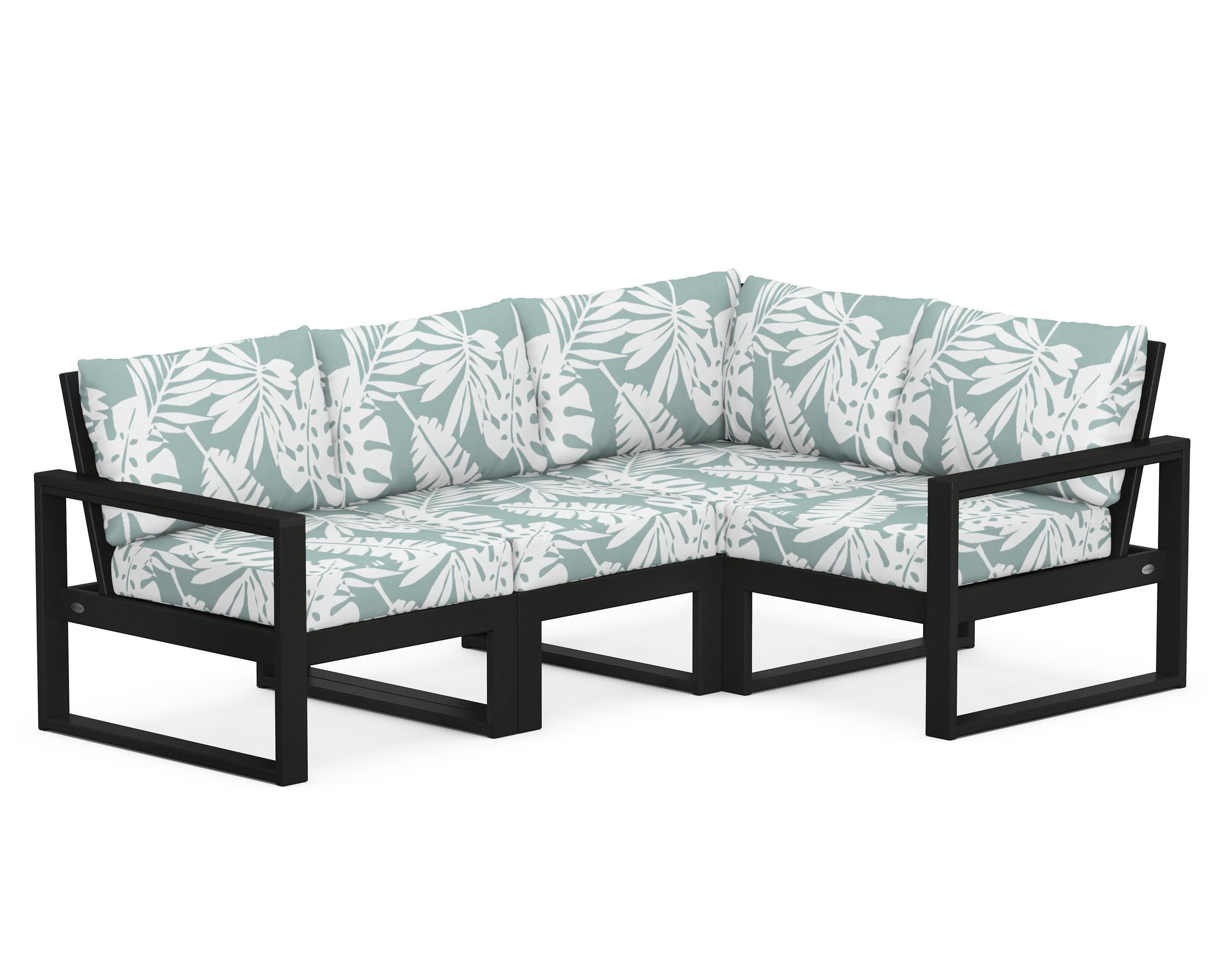 EDGE 4-Piece Modular Deep Seating Set in Black / Leaf Glacier Spa