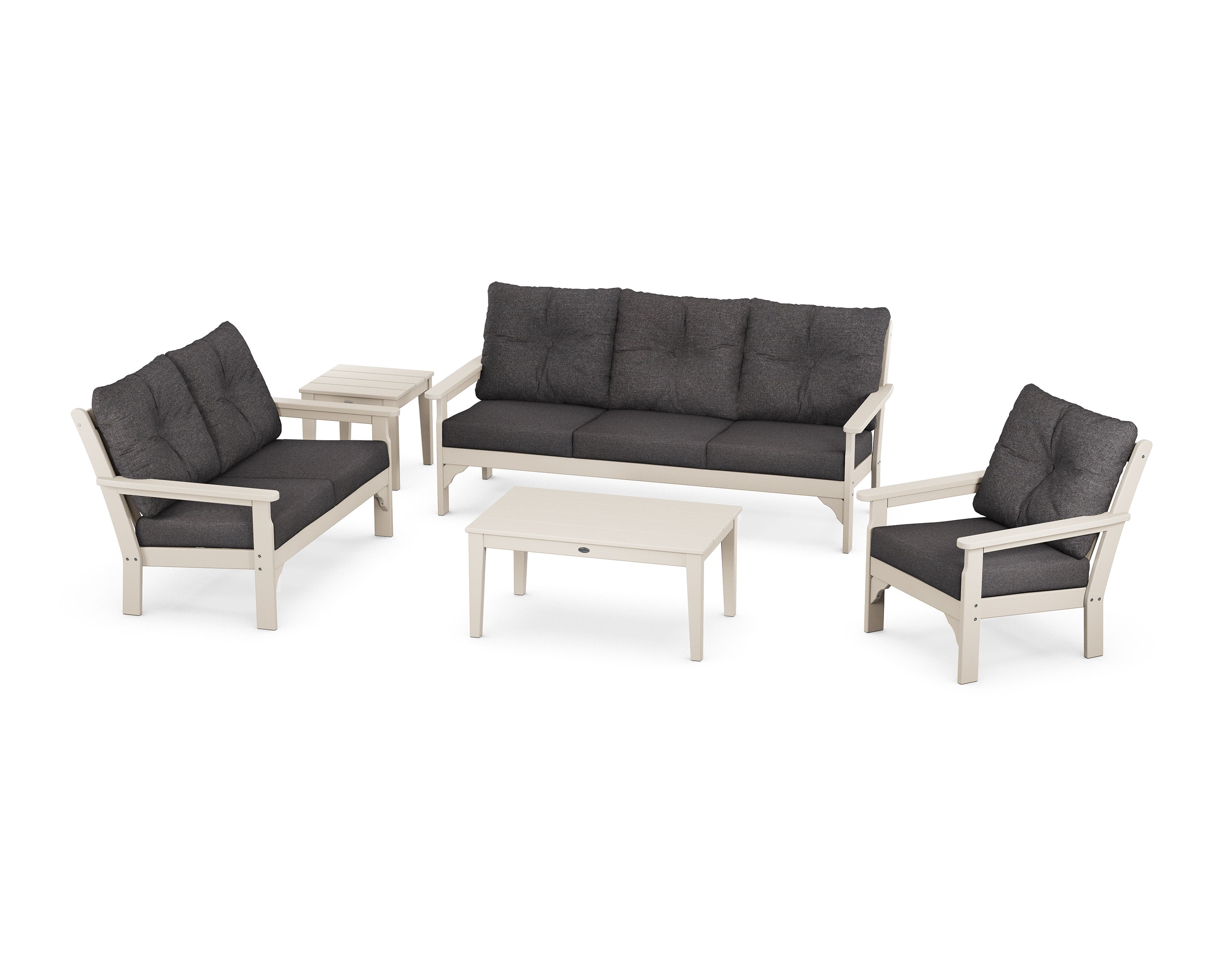 Vineyard 5 Piece Deep Seating Set in Sand / Ash Charcoal