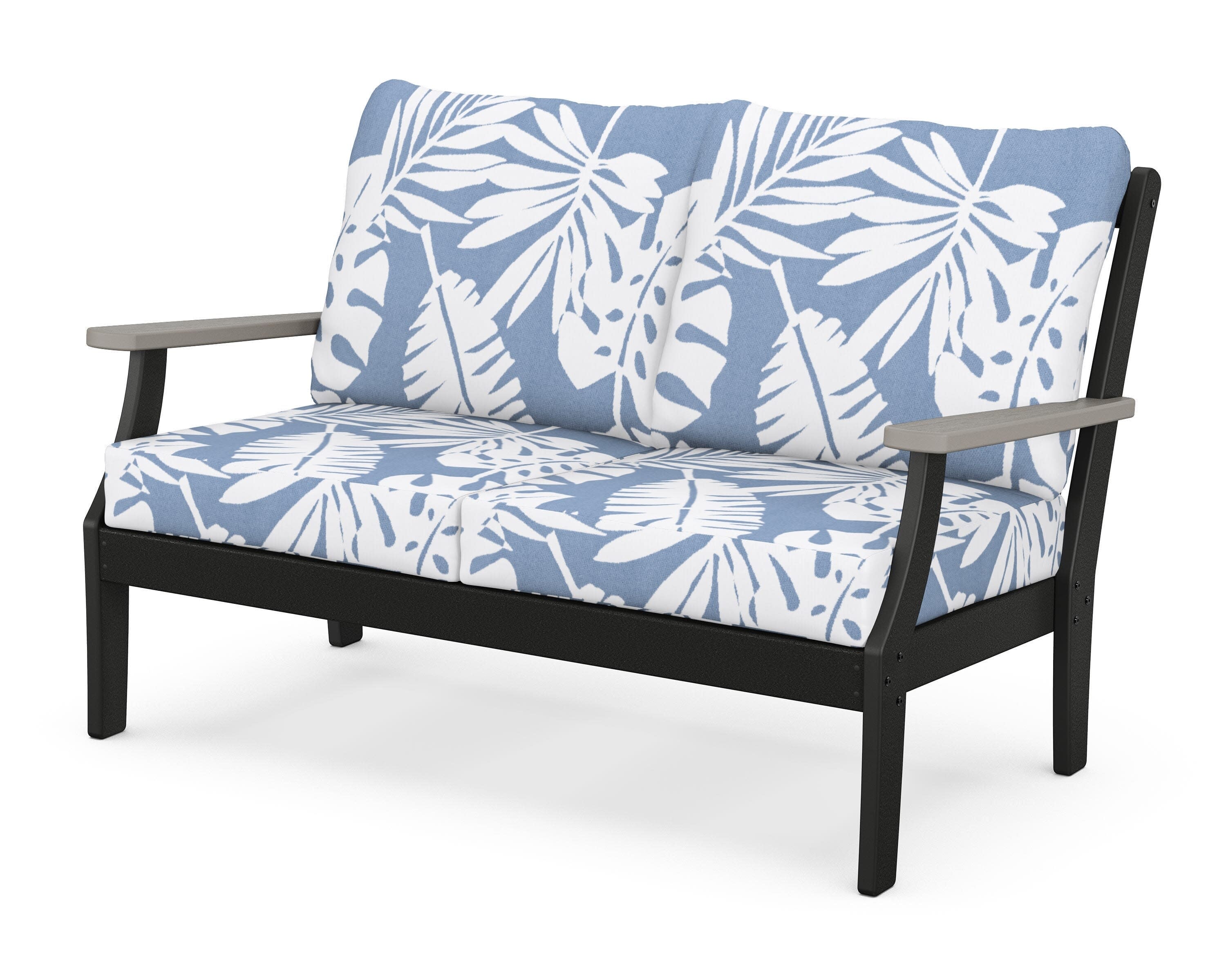 Braxton Deep Seating Loveseat in Black / Driftwood / Leaf Sky Blue