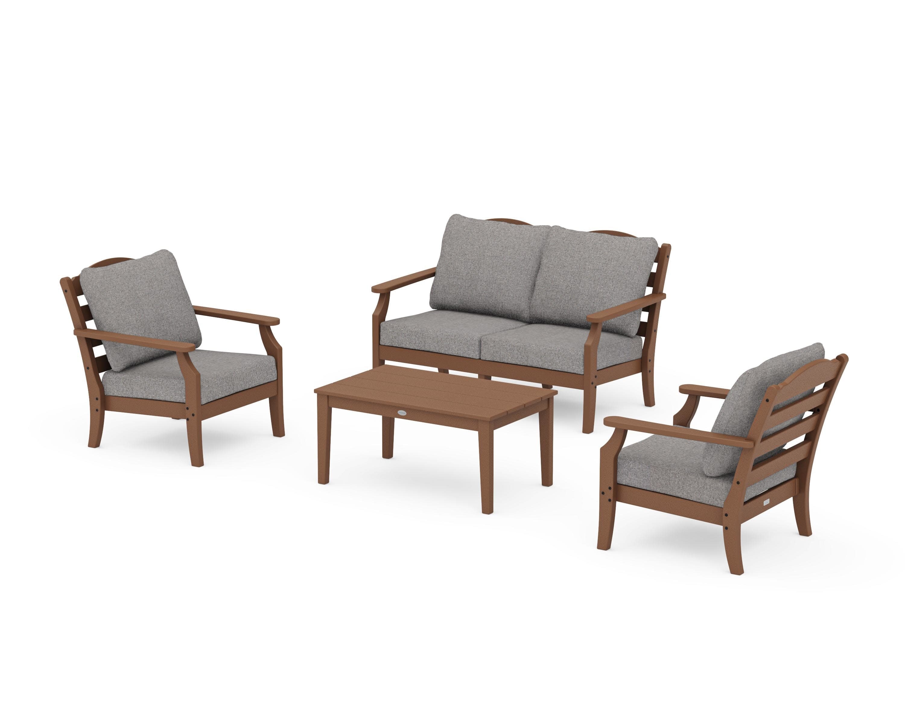 Savannah 4-Piece Deep Seating Set with Loveseat in Teak / Grey Mist