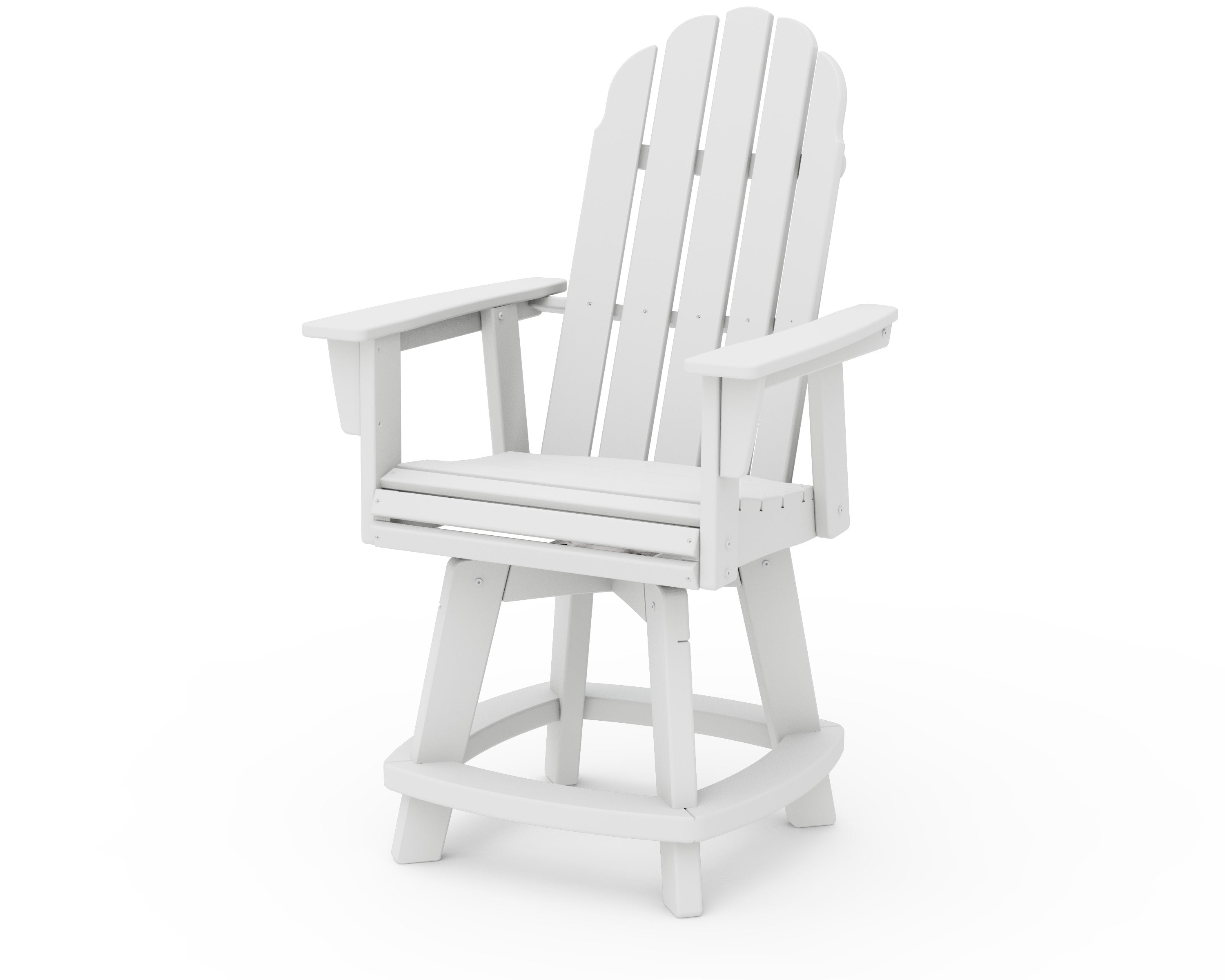 Vineyard Curveback Adirondack Swivel Counter Chair in White