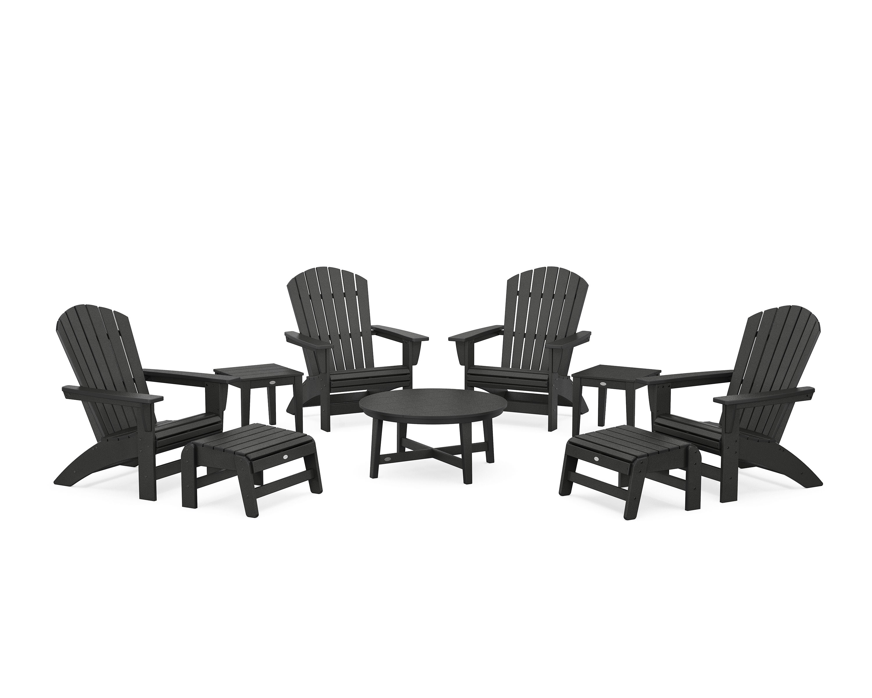 Nautical Grand Adirondack 9-Piece Conversation Set in Black