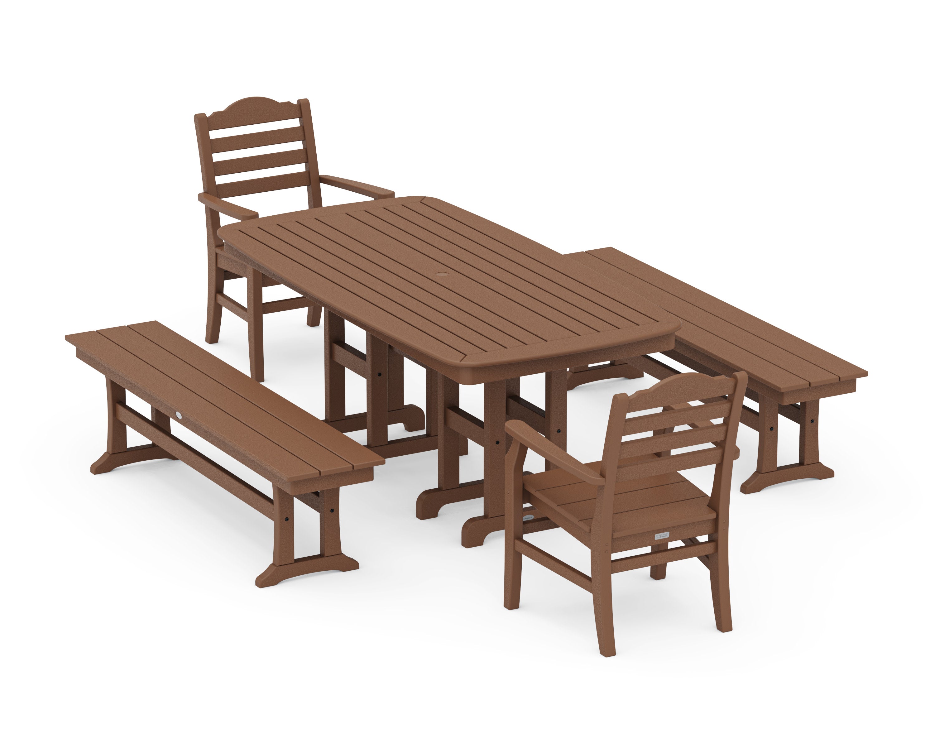 Savannah 5-Piece Dining Set with Benches in Teak