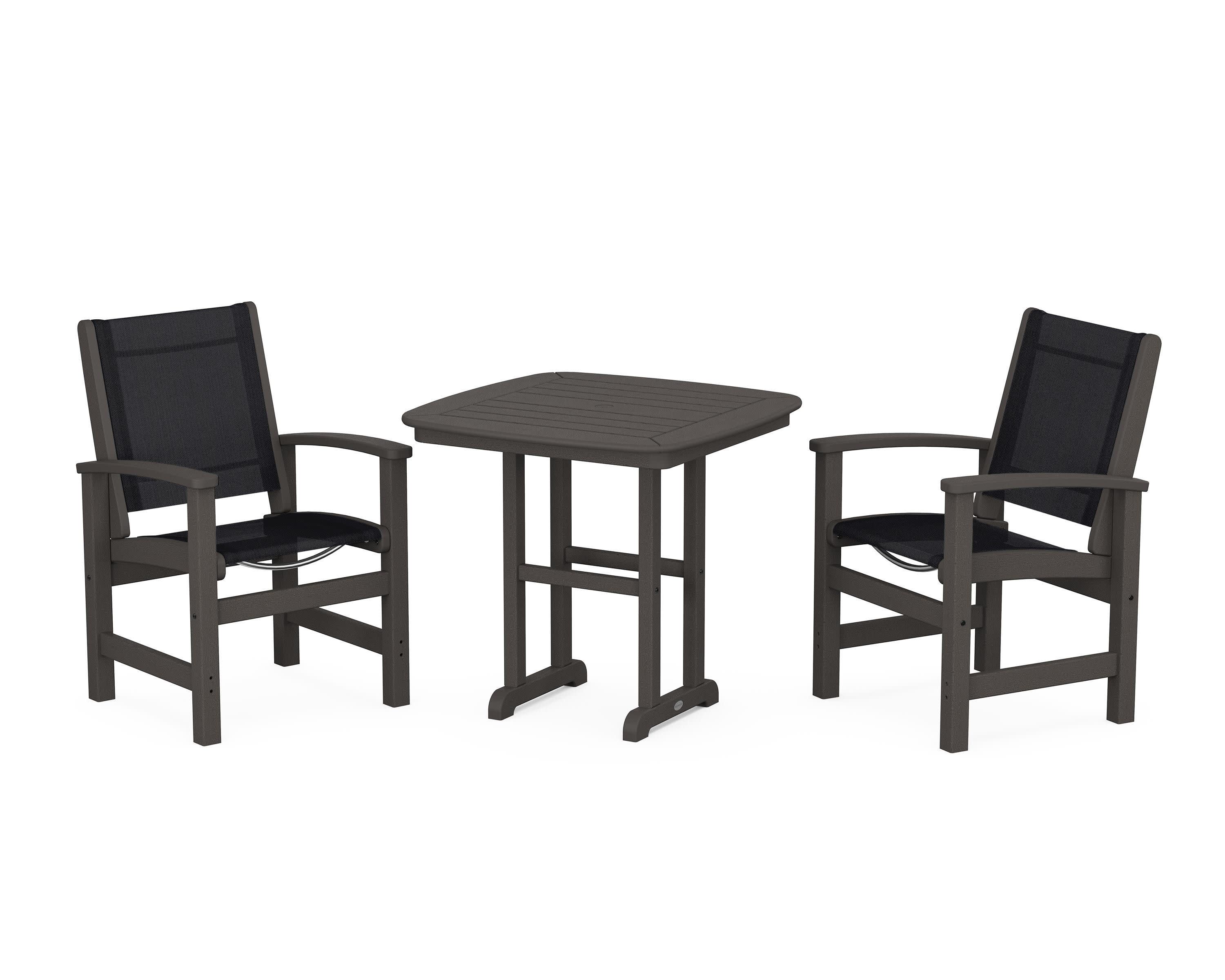 Coastal 3-Piece Dining Set in Vintage Coffee / Black Sling