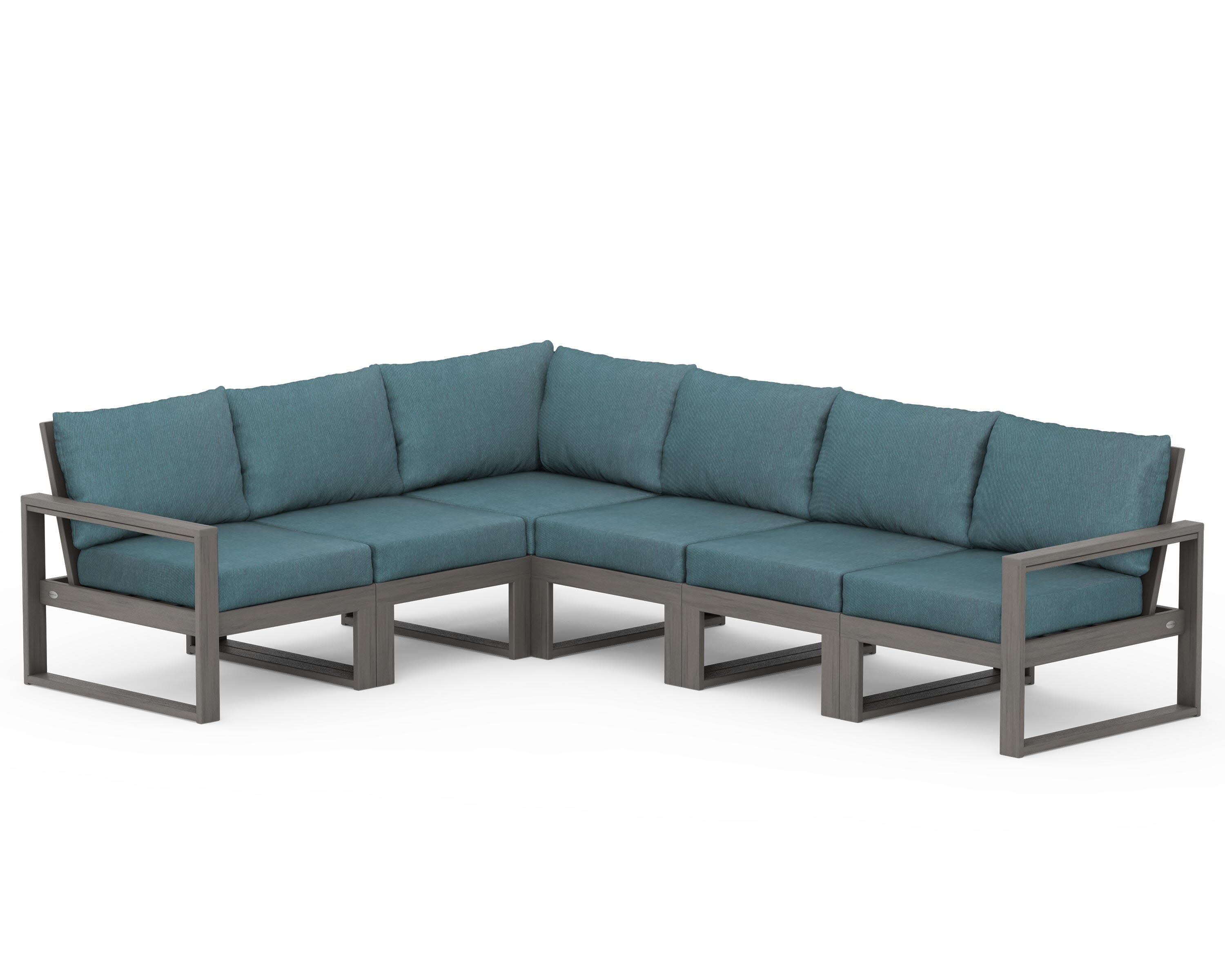 EDGE 6-Piece Modular Deep Seating Set in Driftwood / Ocean Teal