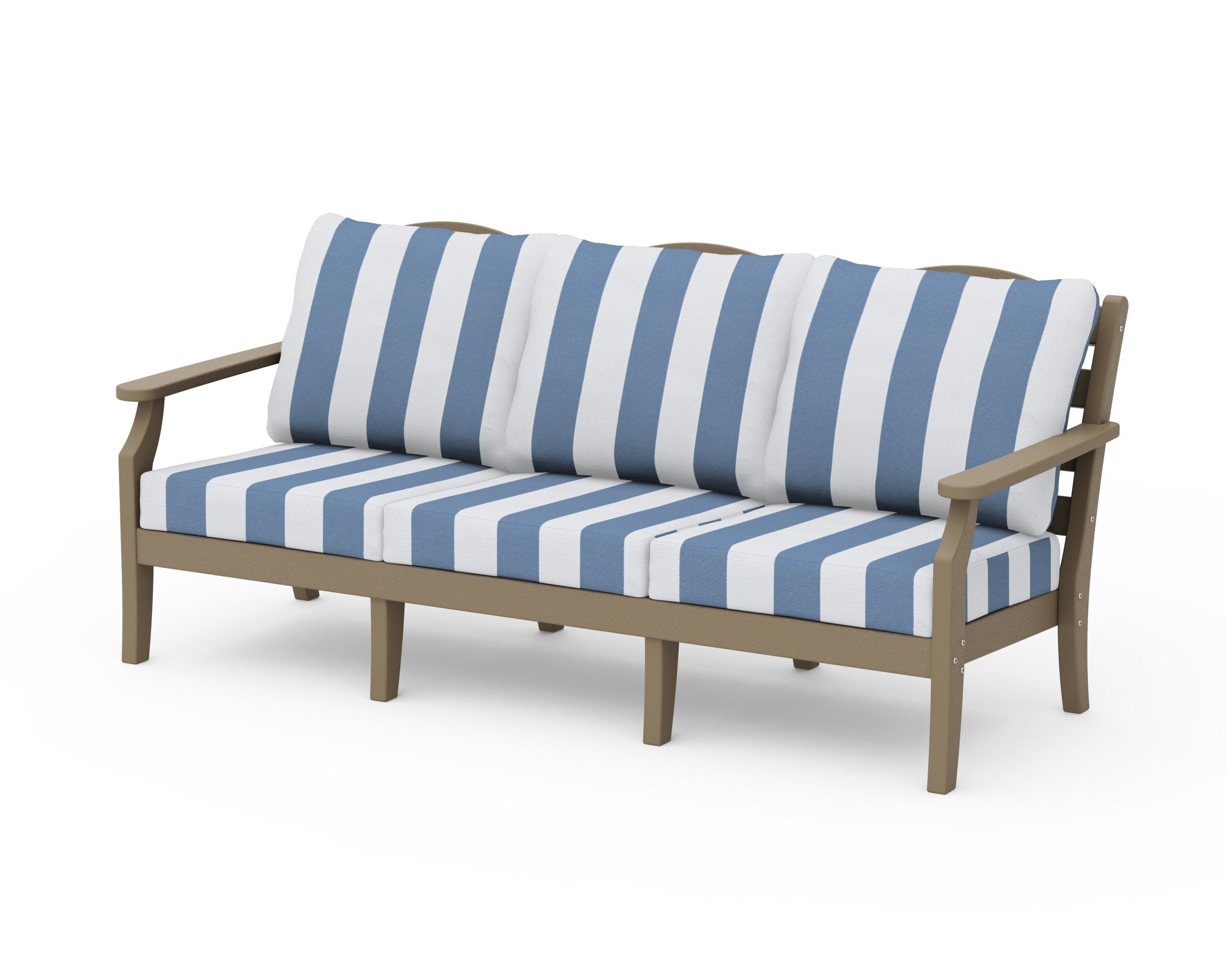 Savannah Deep Seating Sofa in Vintage Sahara / Cabana Stripe Sky Blue