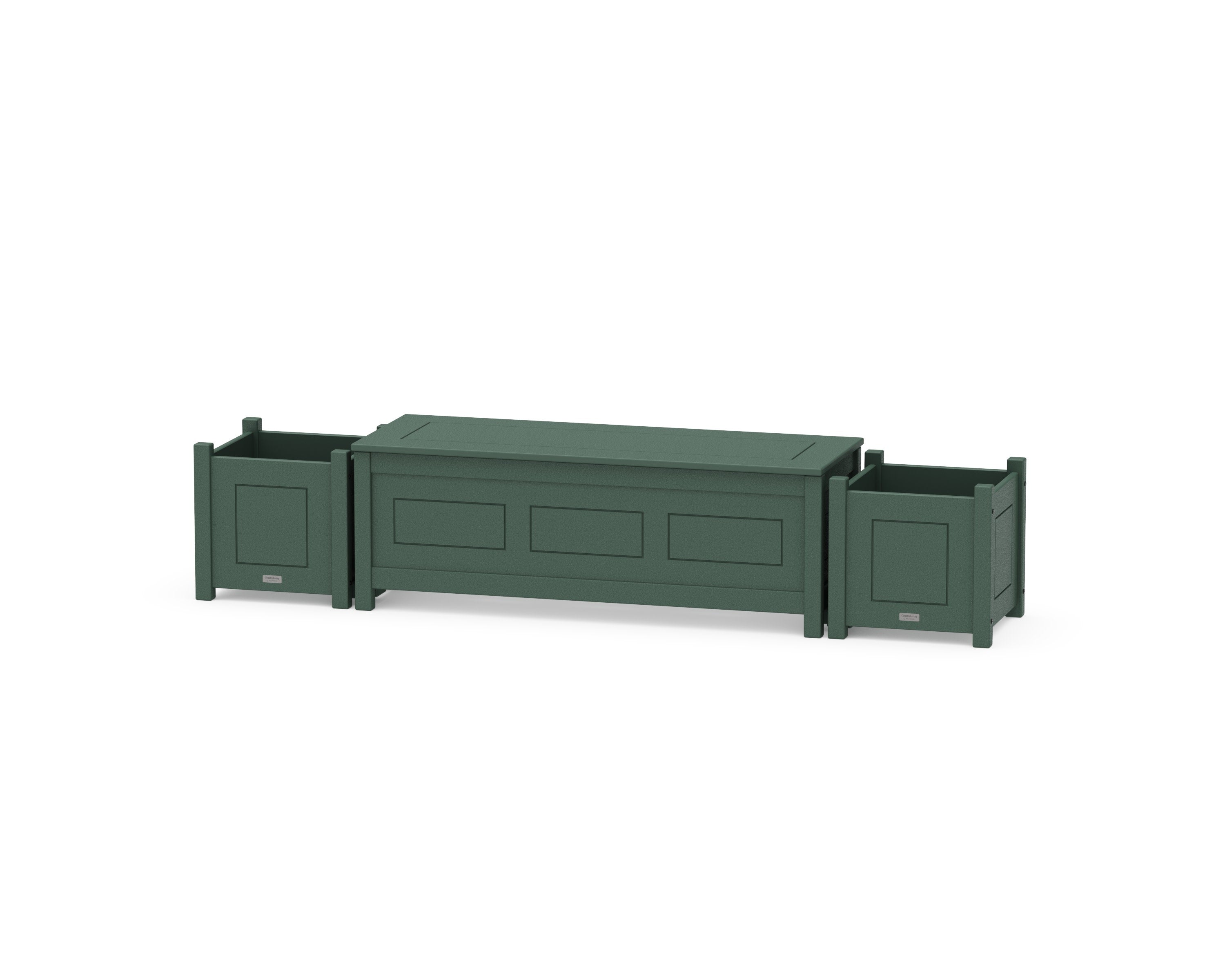 48" Country Living Straight Planter Storage Bench Set in Green
