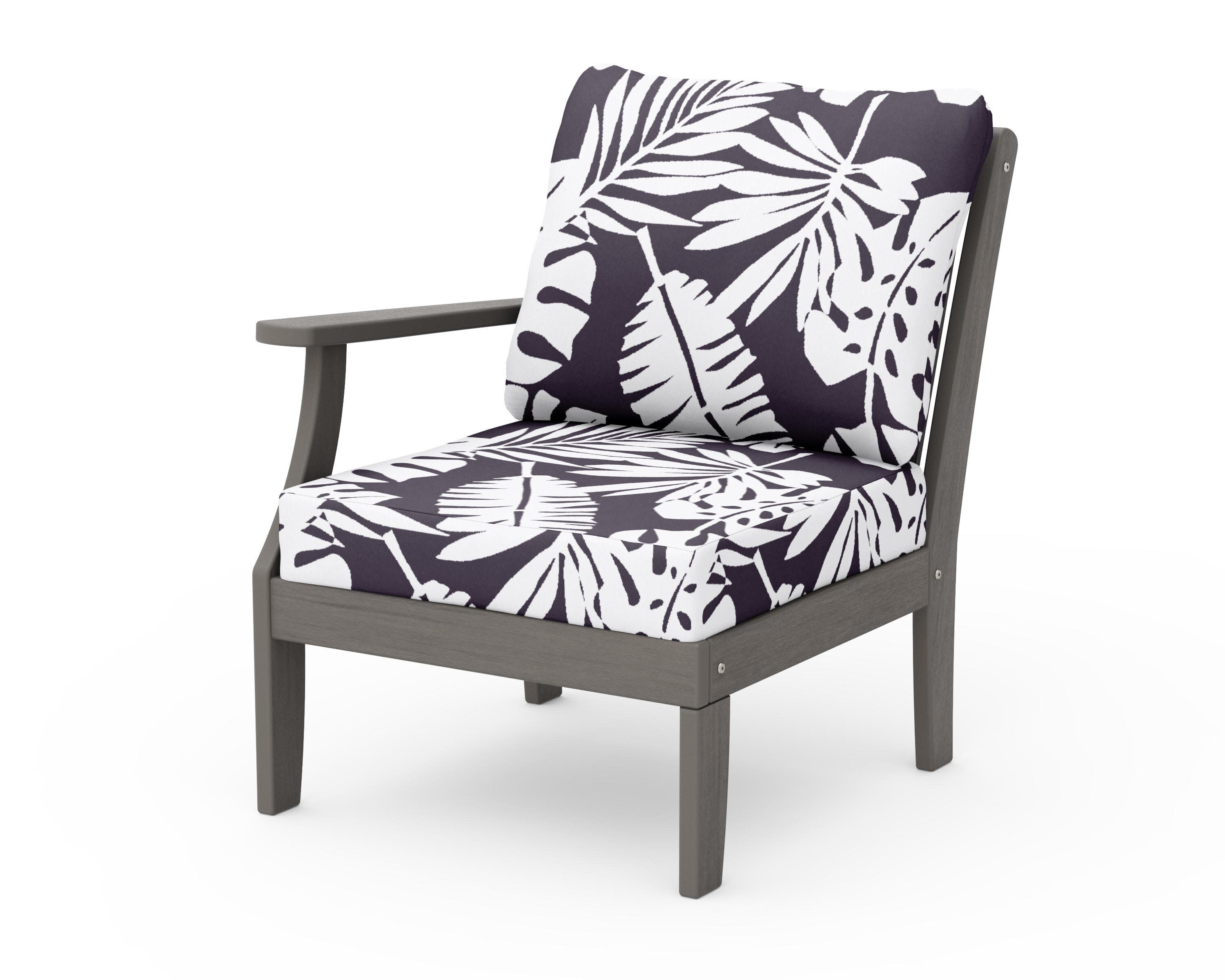 Braxton Modular Left Arm Chair in Driftwood / Leaf Navy