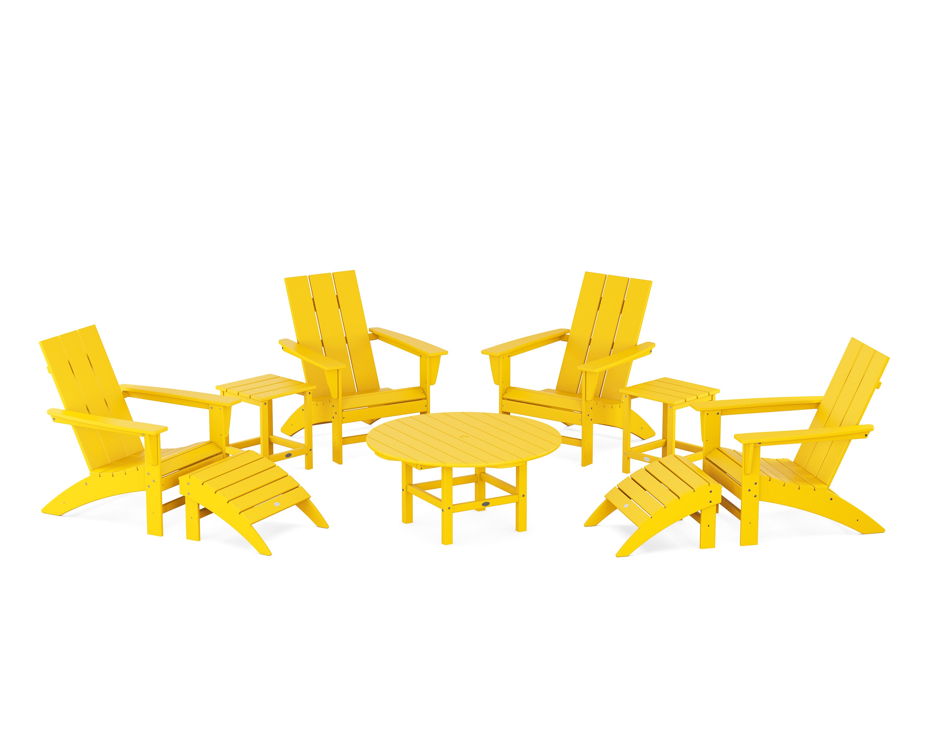 Modern Adirondack Chair 9-Piece Conversation Set in Lemon