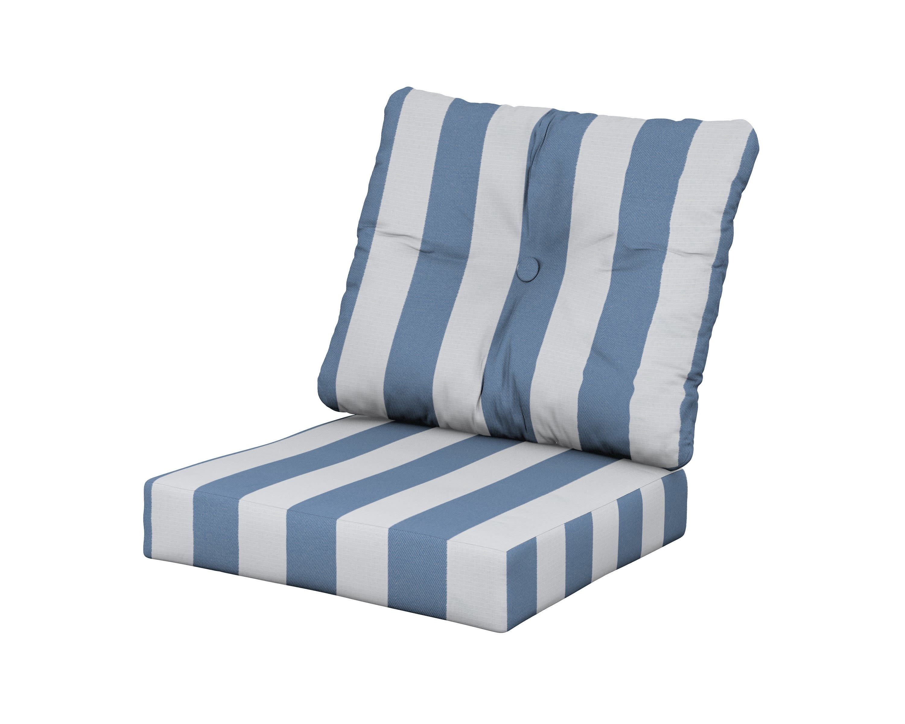 Vineyard Seat/Back Cushion in Cabana Stripe Sky Blue