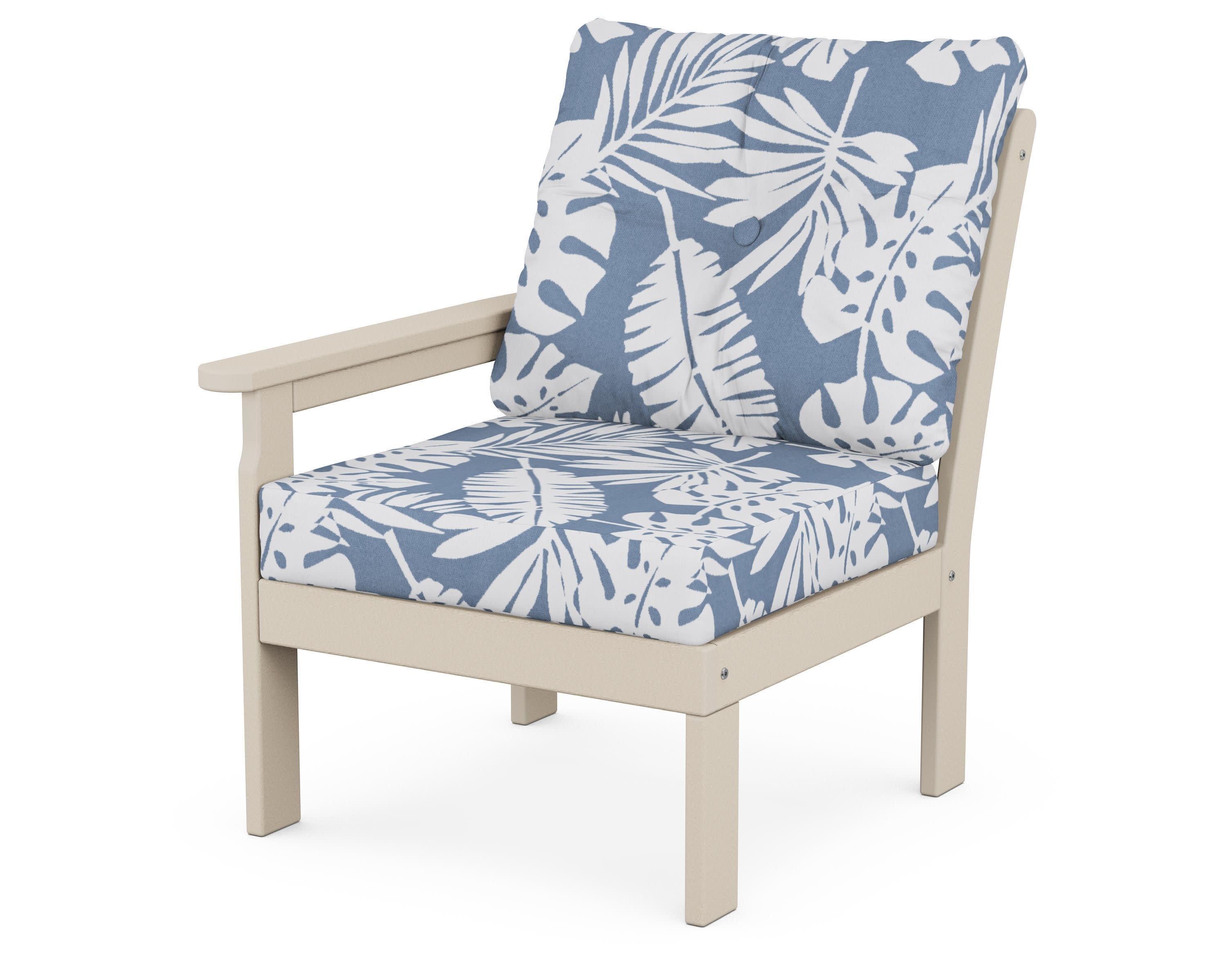 Vineyard Modular Left Arm Chair in Sand / Leaf Sky Blue