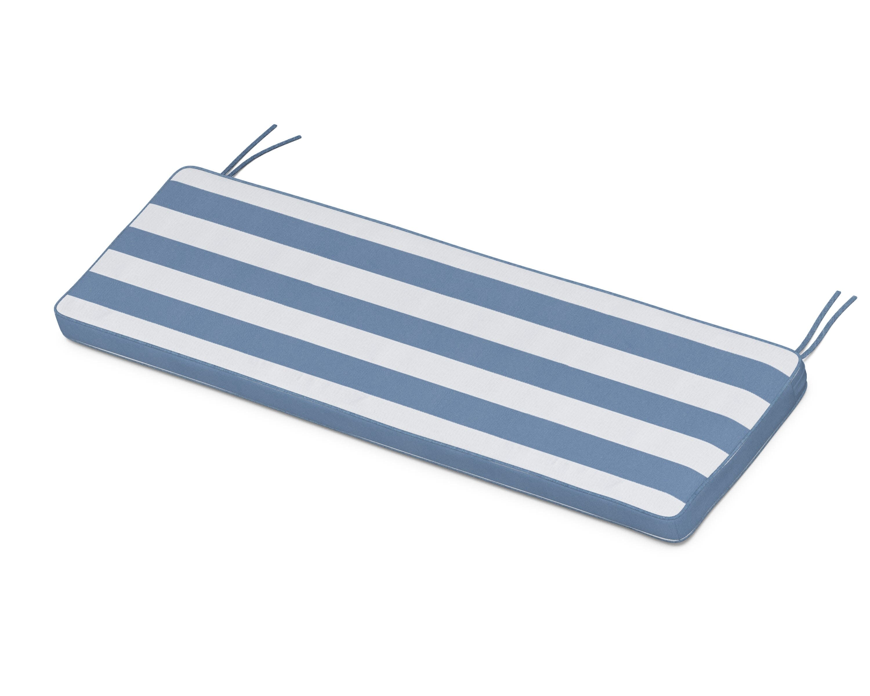 Chinoiserie Bench Seat Cushion in Cabana Stripe Sky Blue