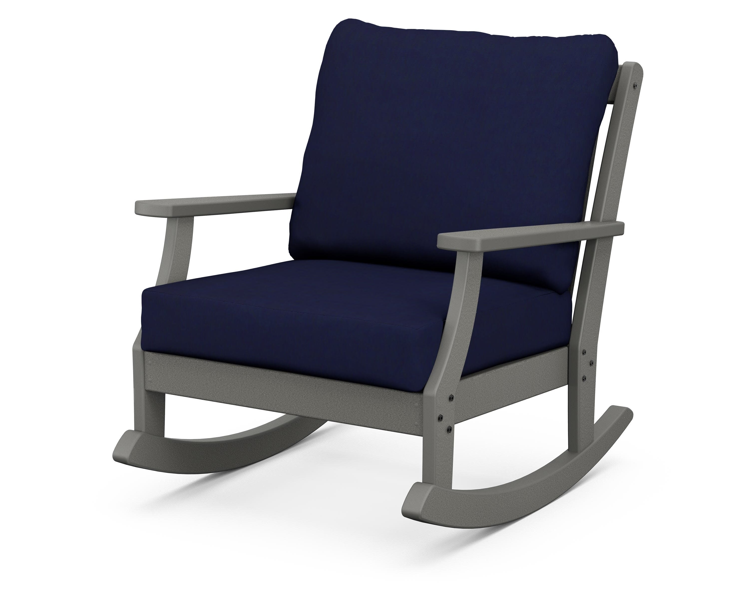 Braxton Deep Seating Rocking Chair in Slate Grey / Navy