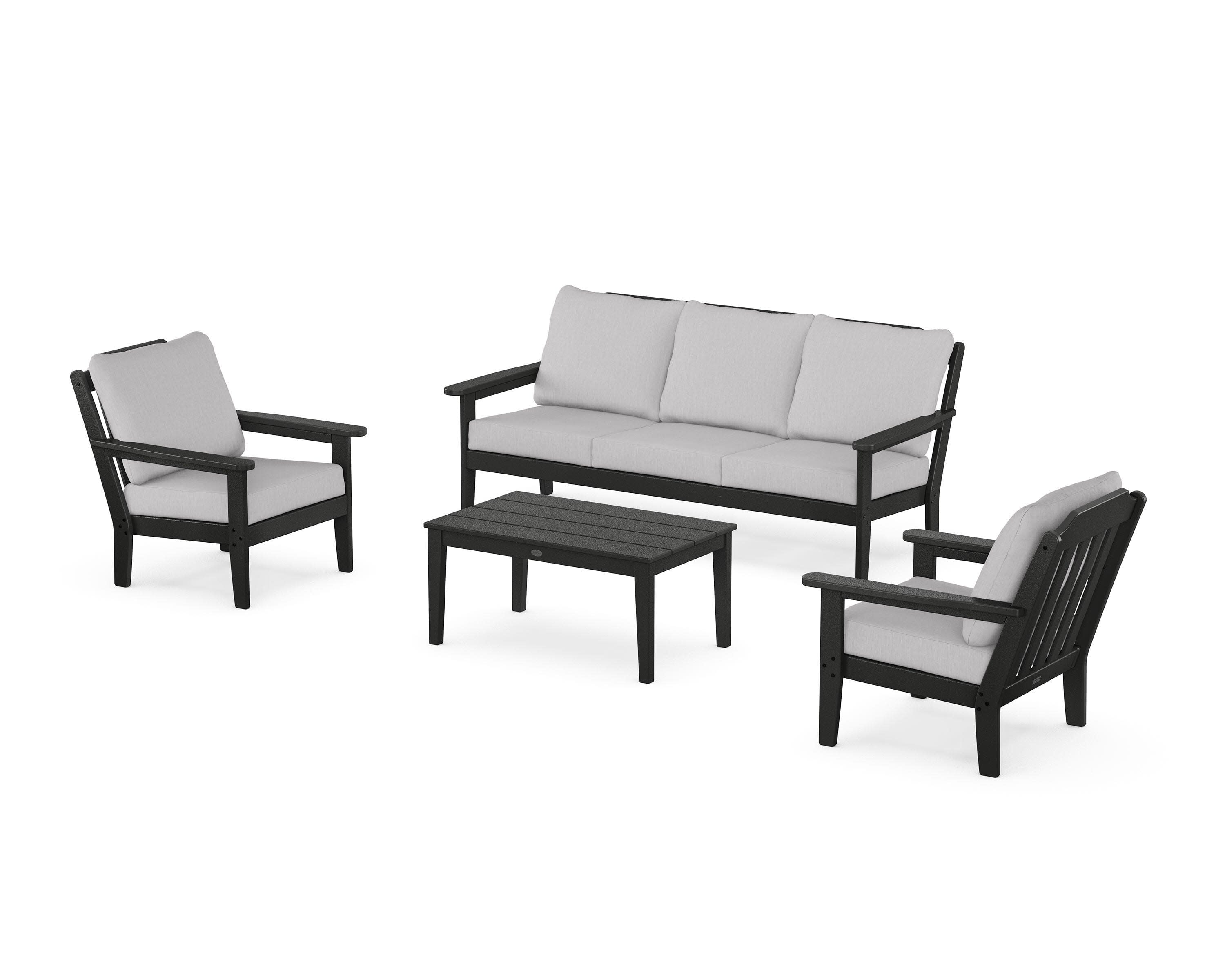 Cottage 4-Piece Deep Seating Set with Sofa in Black / Granite