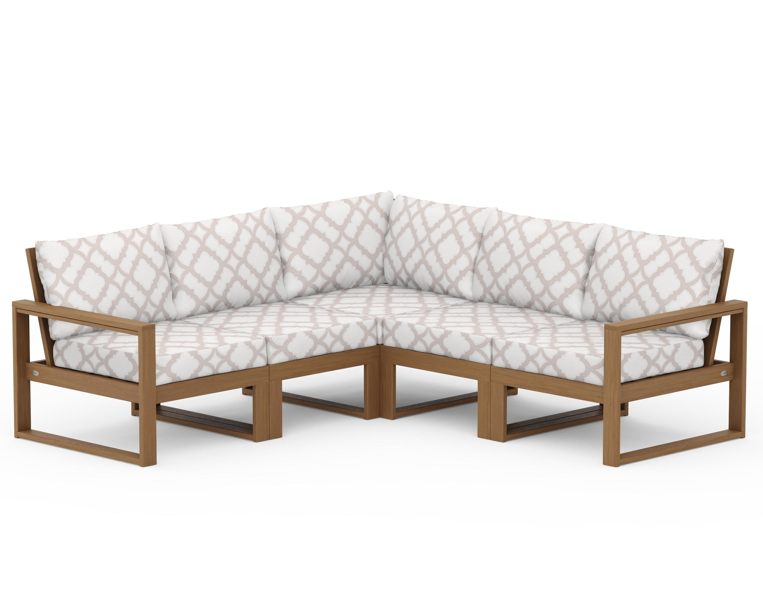 EDGE 5-Piece Modular Deep Seating Set in Natural / Trellis Dune Burlap