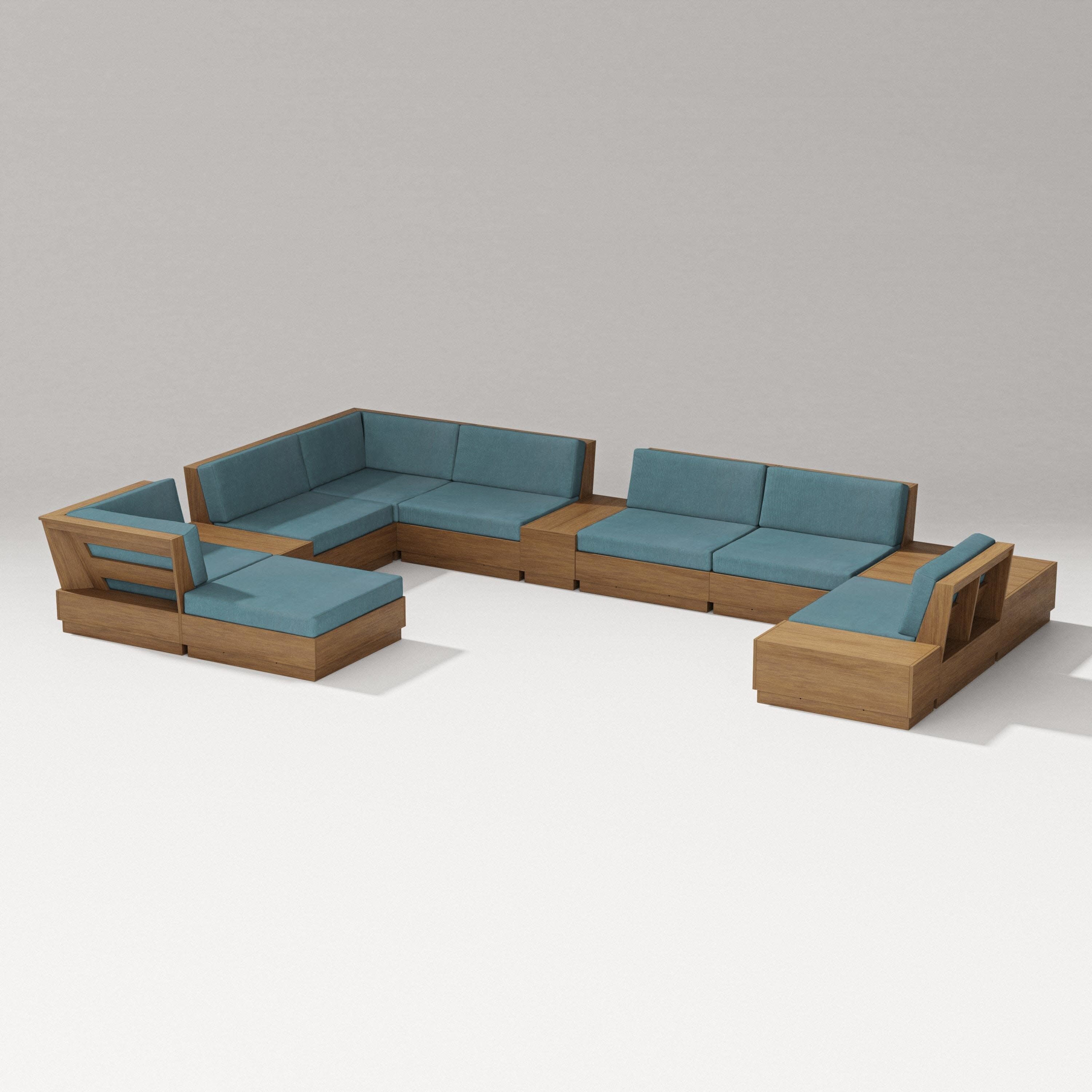 Elevate 12-Piece Conversation Sectional Set in Natural / Ocean Teal