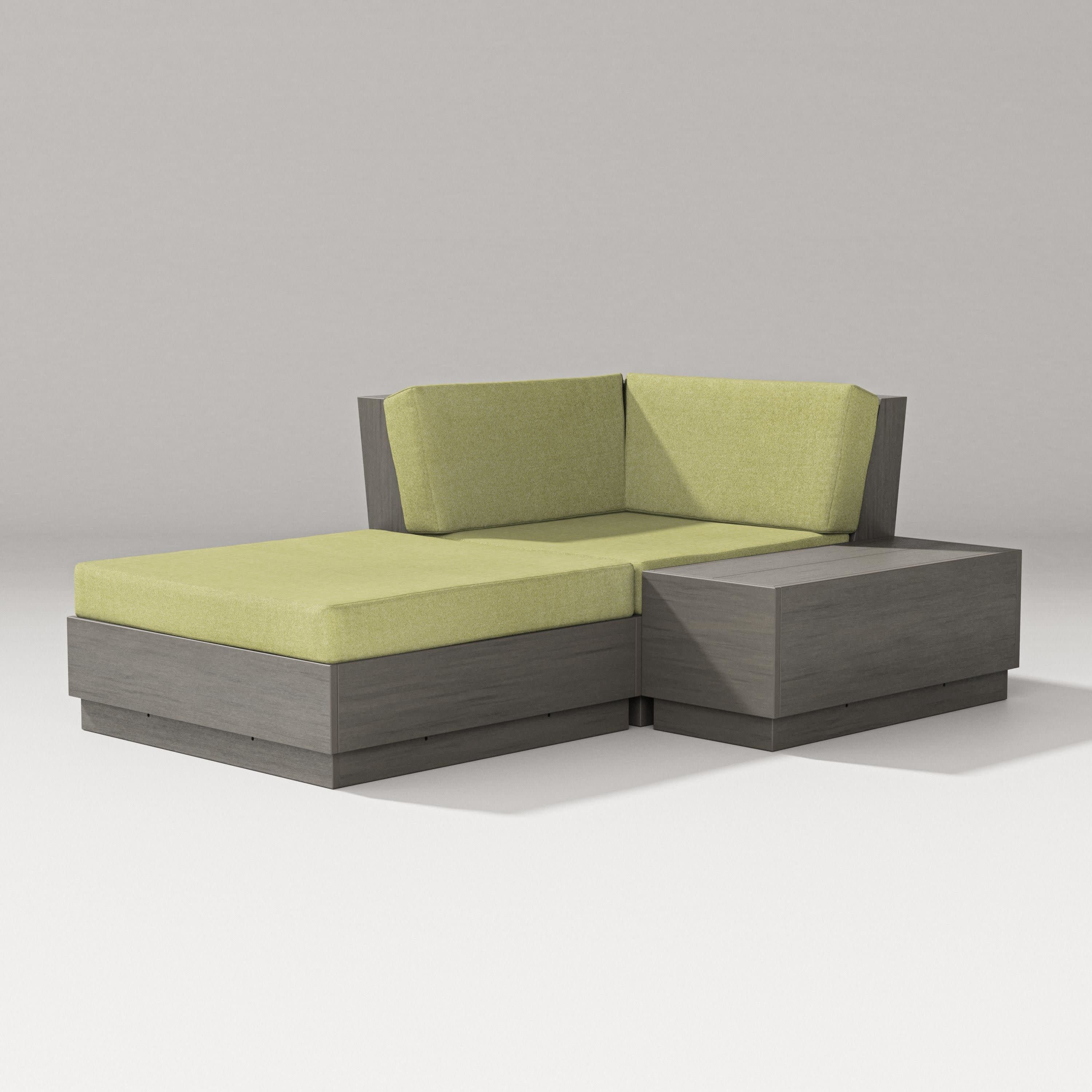 Elevate Corner Chaise in Driftwood / Chartreuse Boucle