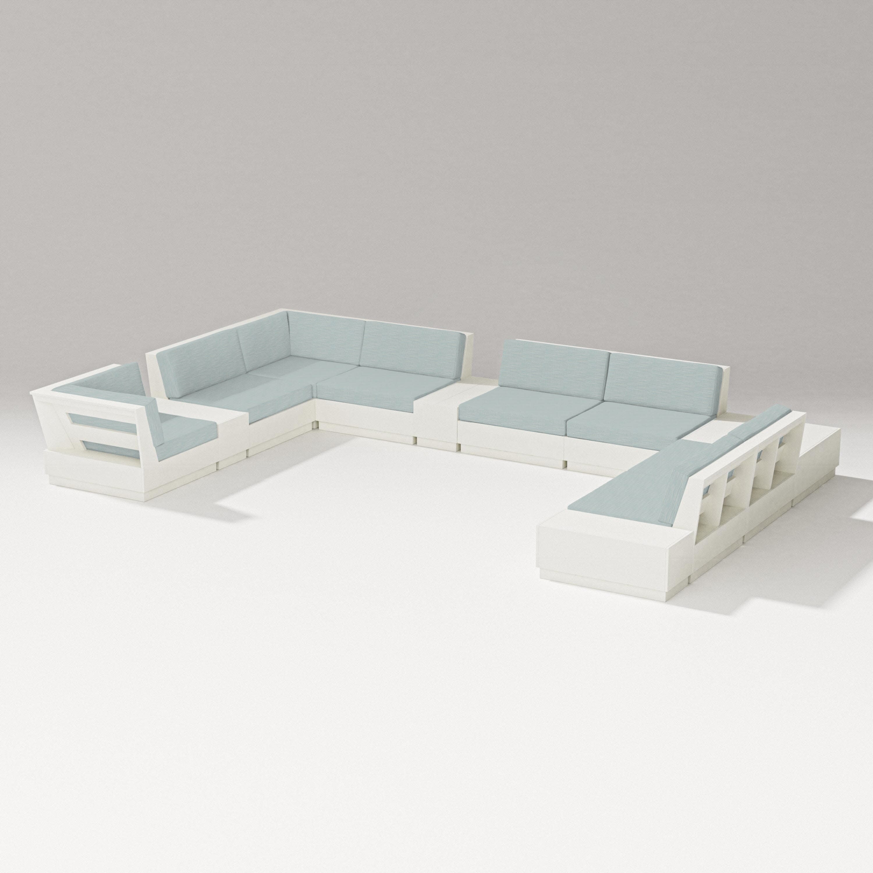 Elevate 12-Piece Conversation Sectional Set in Vintage White / Soothe Mist