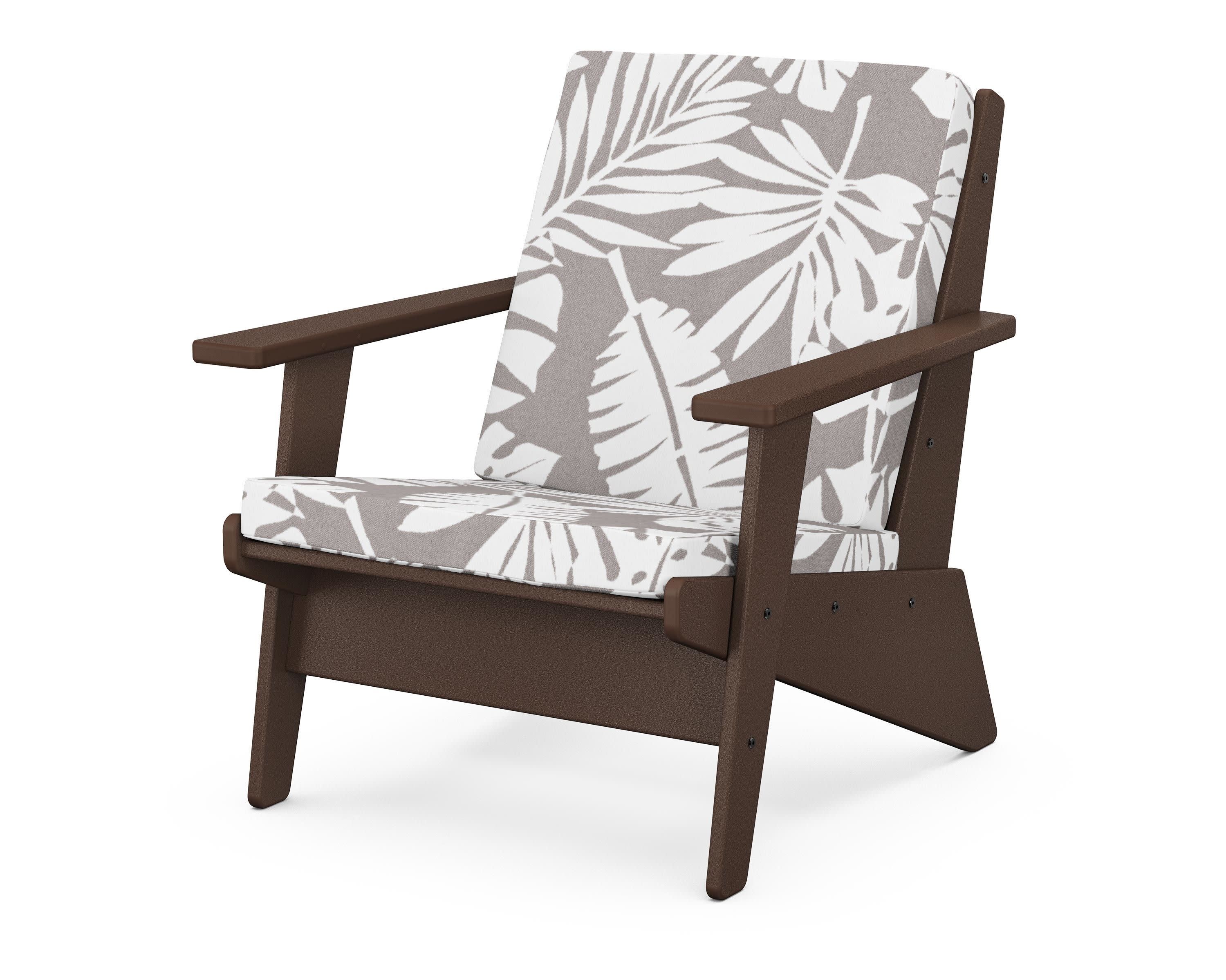 Riviera Modern Lounge Chair in Mahogany / Leaf Grey Mist