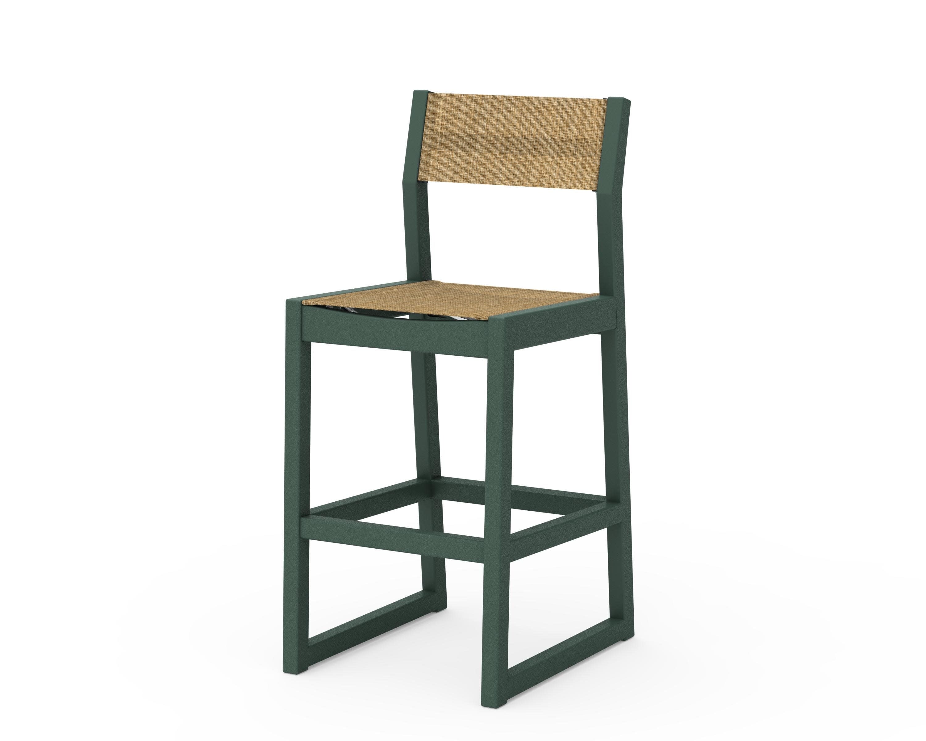 EDGE Sling Bar Side Chair in Green / Burlap Sling