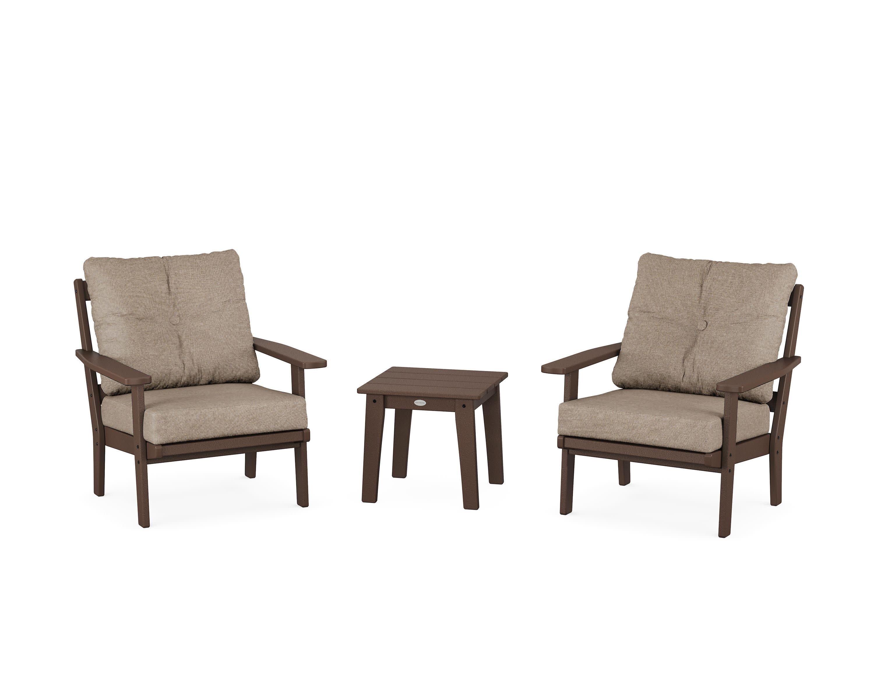 Oxford 3-Piece Deep Seating Set in Mahogany / Spiced Burlap
