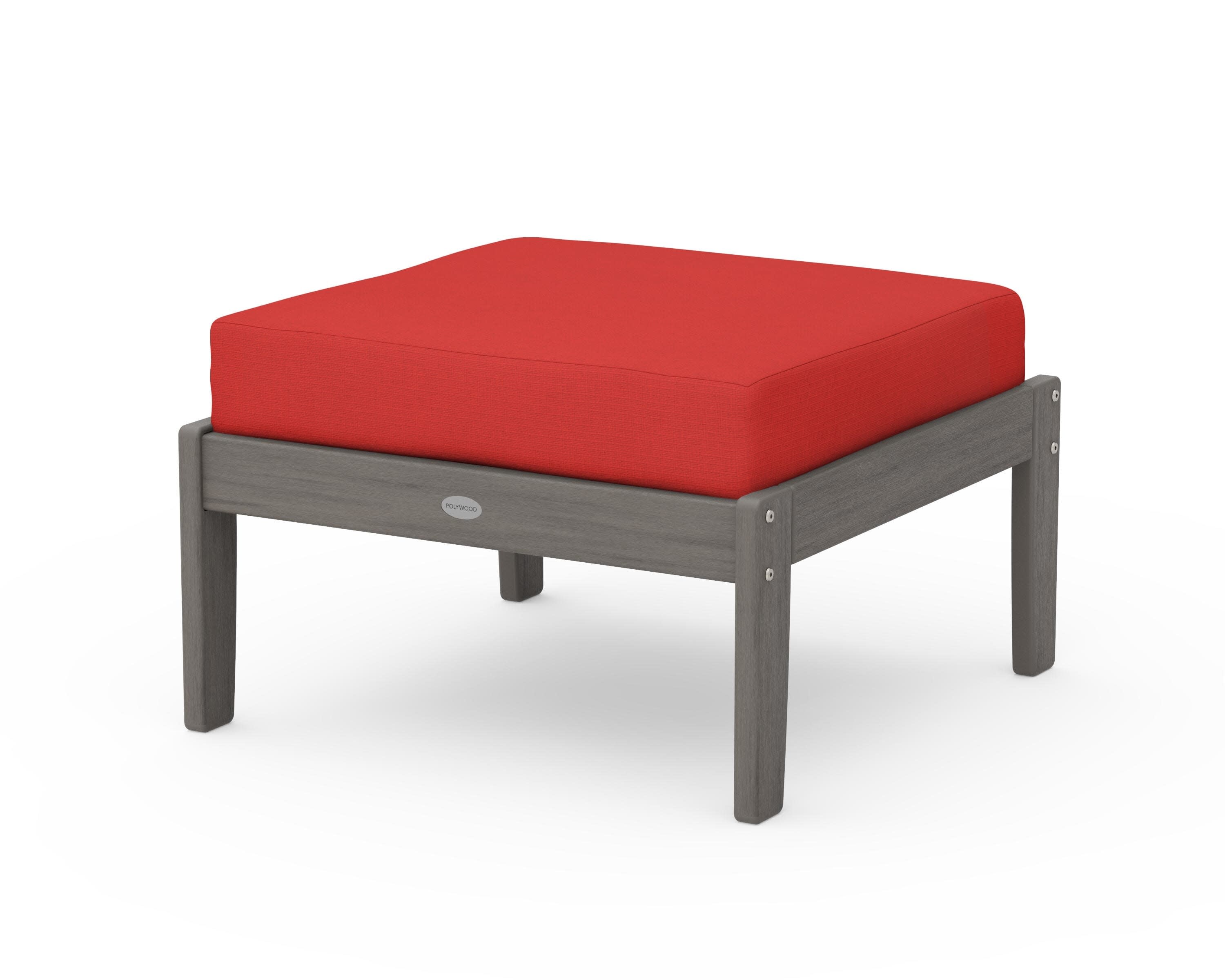 Braxton Deep Seating Ottoman in Driftwood / Crimson Linen