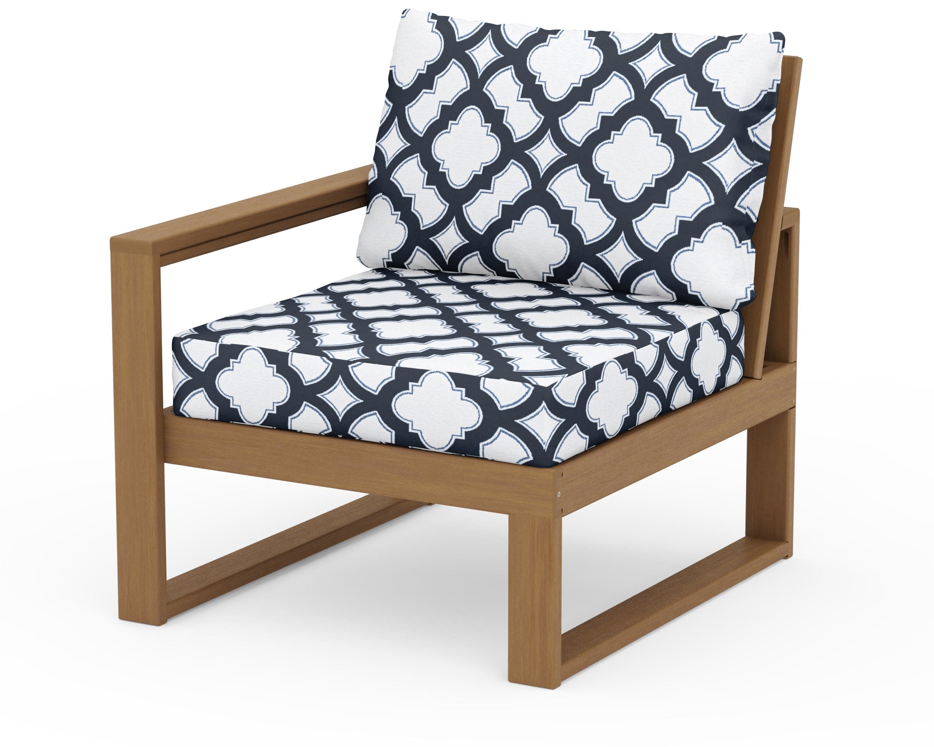 EDGE Modular Left Arm Chair in Natural / Trellis Marine Indigo