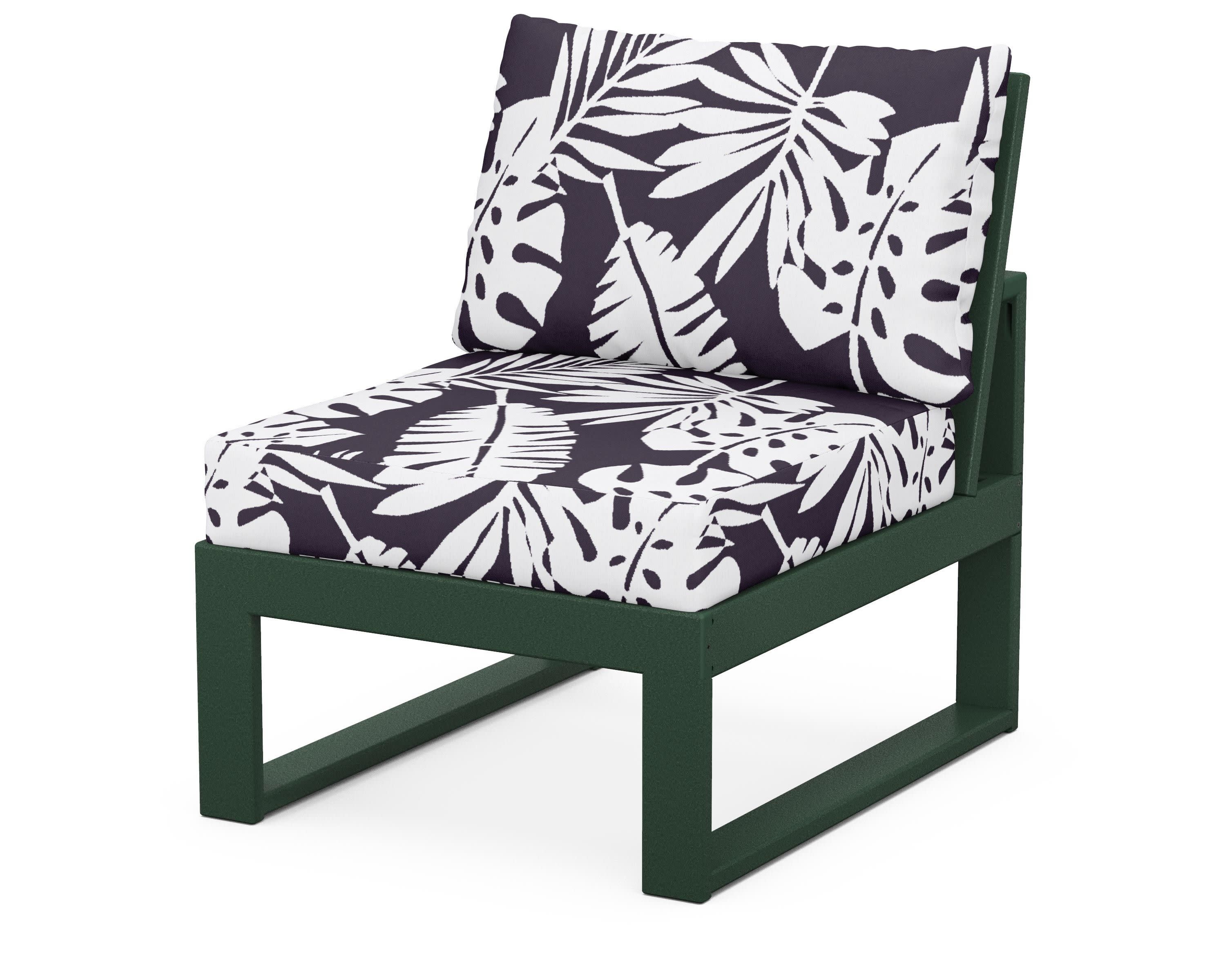 Modular Armless Chair in Green / Leaf Navy