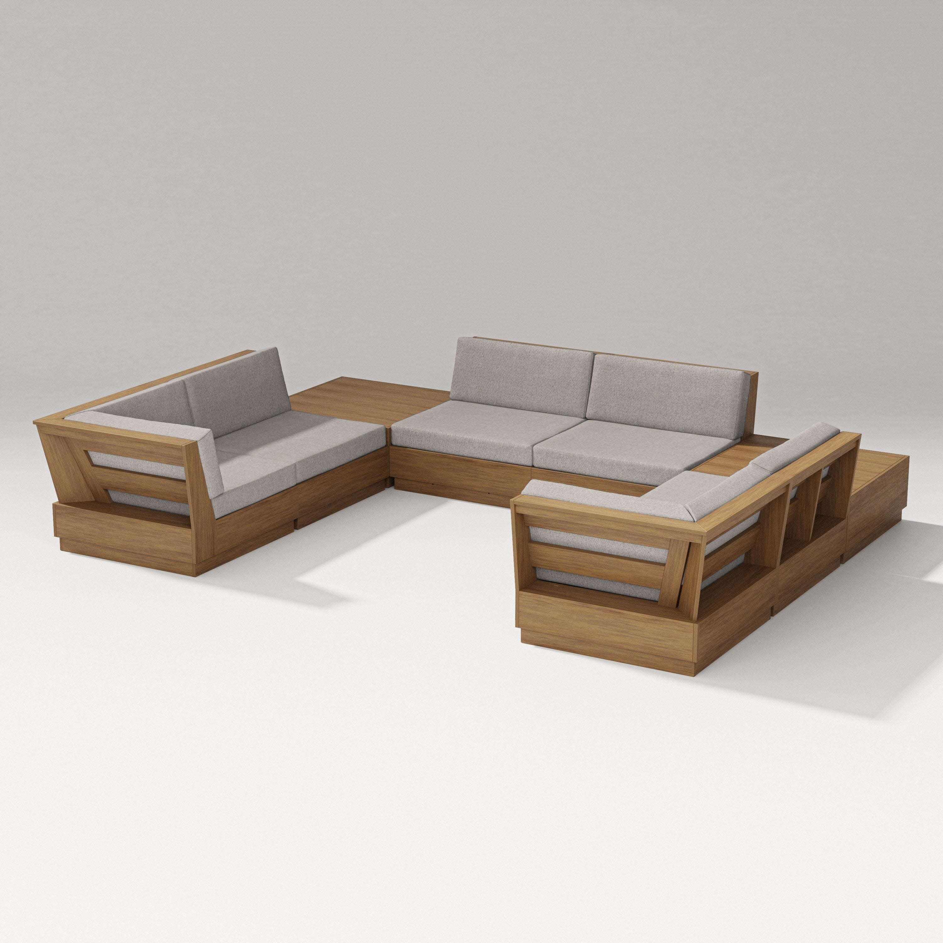 Elevate 8-Piece U-Shaped Sectional in Natural / Weathered Tweed
