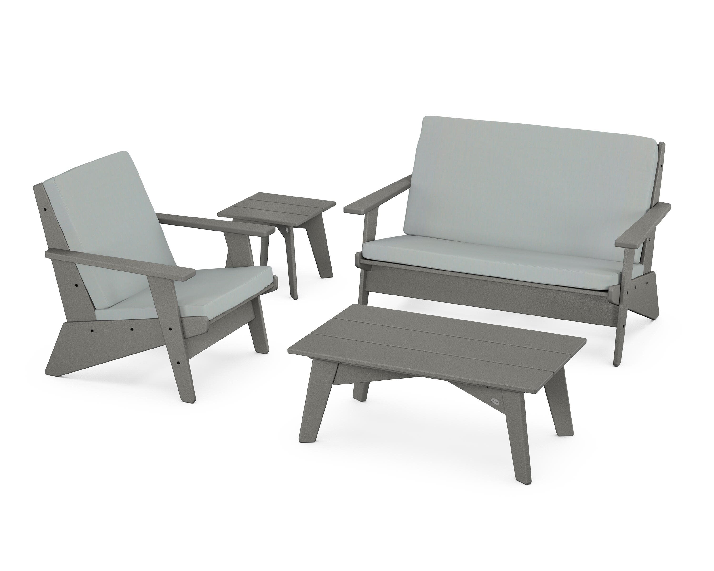 Riviera Modern Lounge 4-Piece Set in Slate Grey / Spa