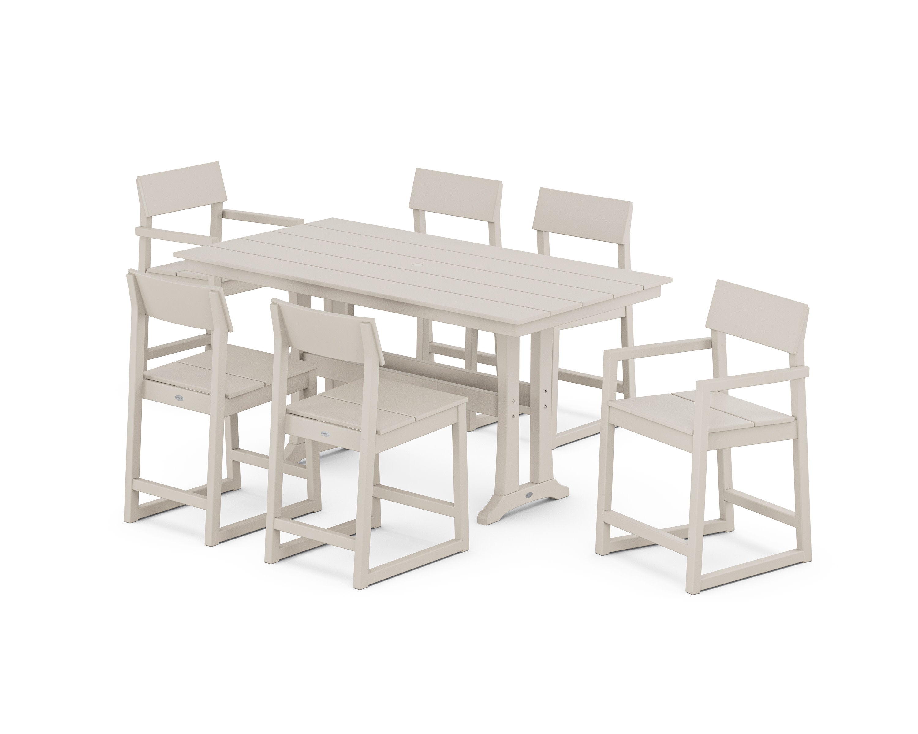 EDGE 7-Piece Farmhouse Counter Set with Trestle Legs in Sand