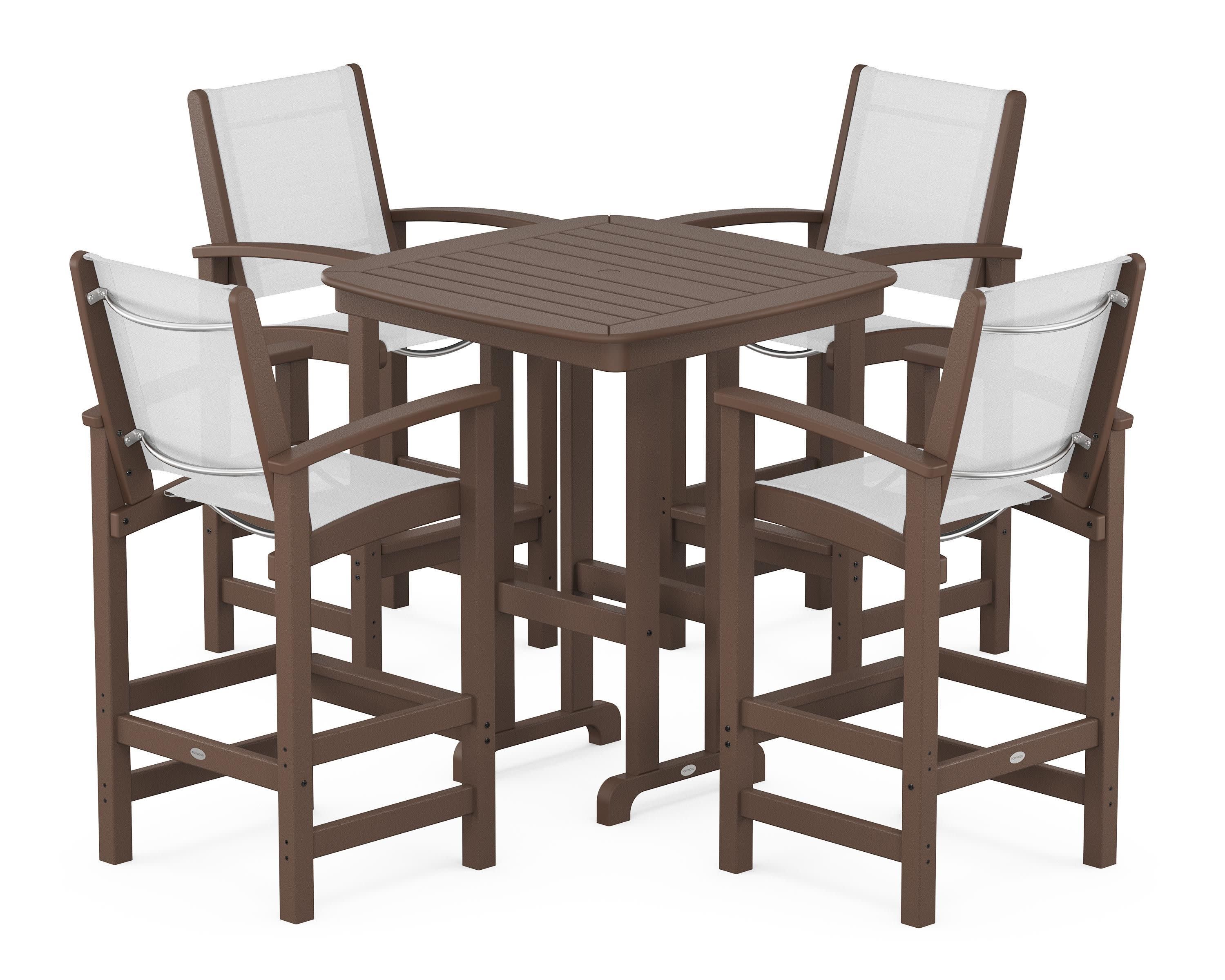 Coastal 5-Piece Bar Set in Mahogany / White Sling