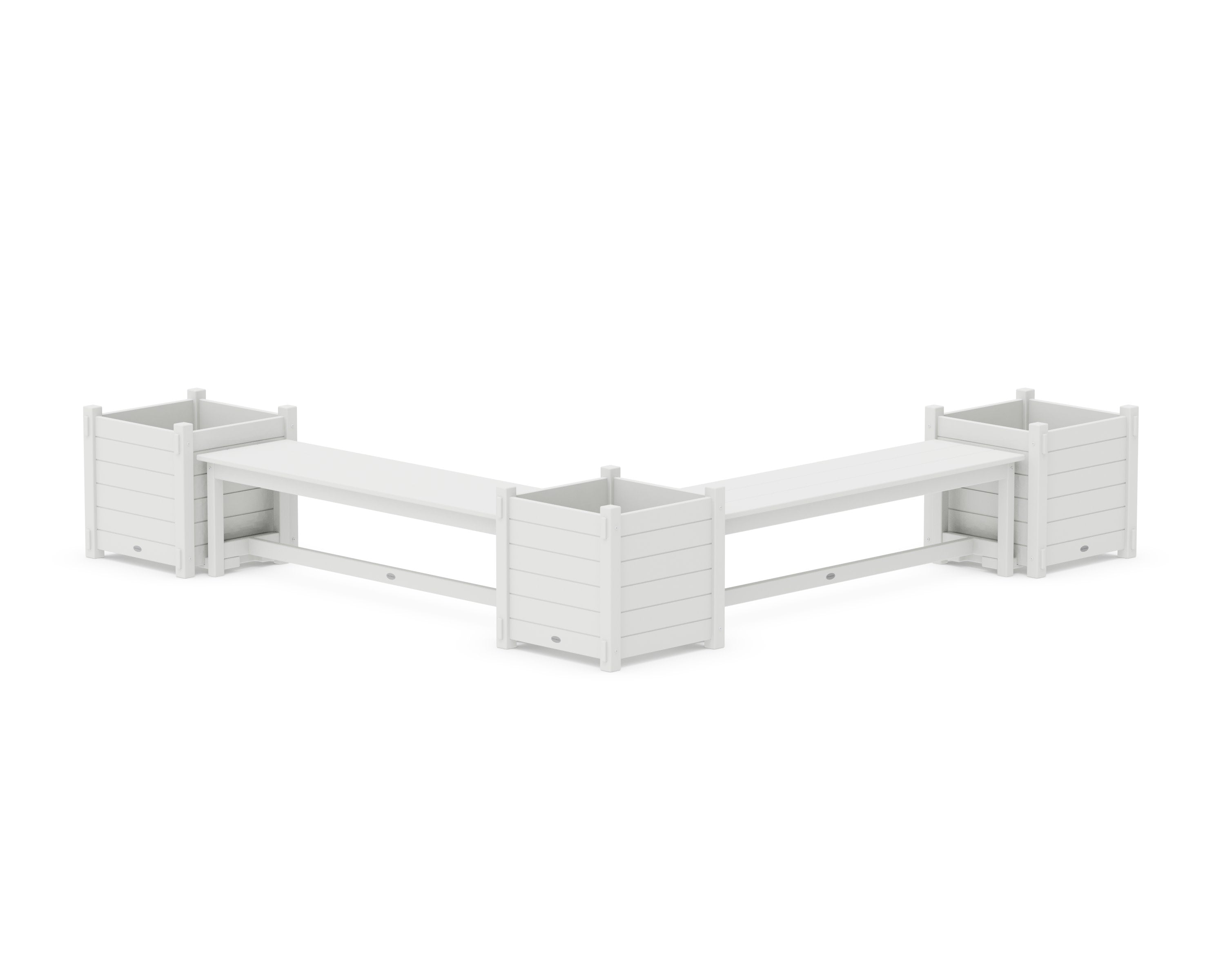 60" Nautical L- Shaped Planter Bench Corner Set - Large in White