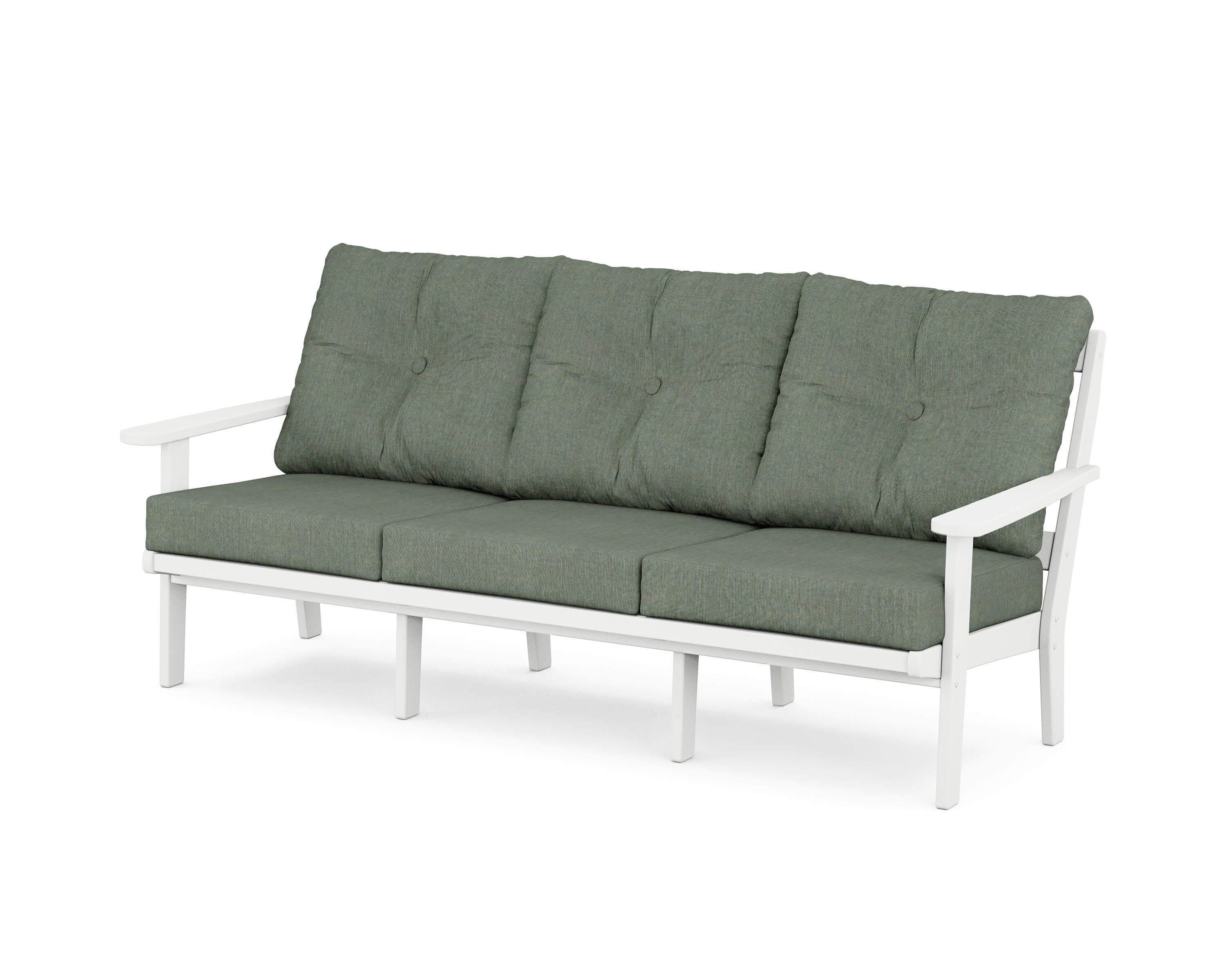 Mission Deep Seating Sofa in White / Cast Sage