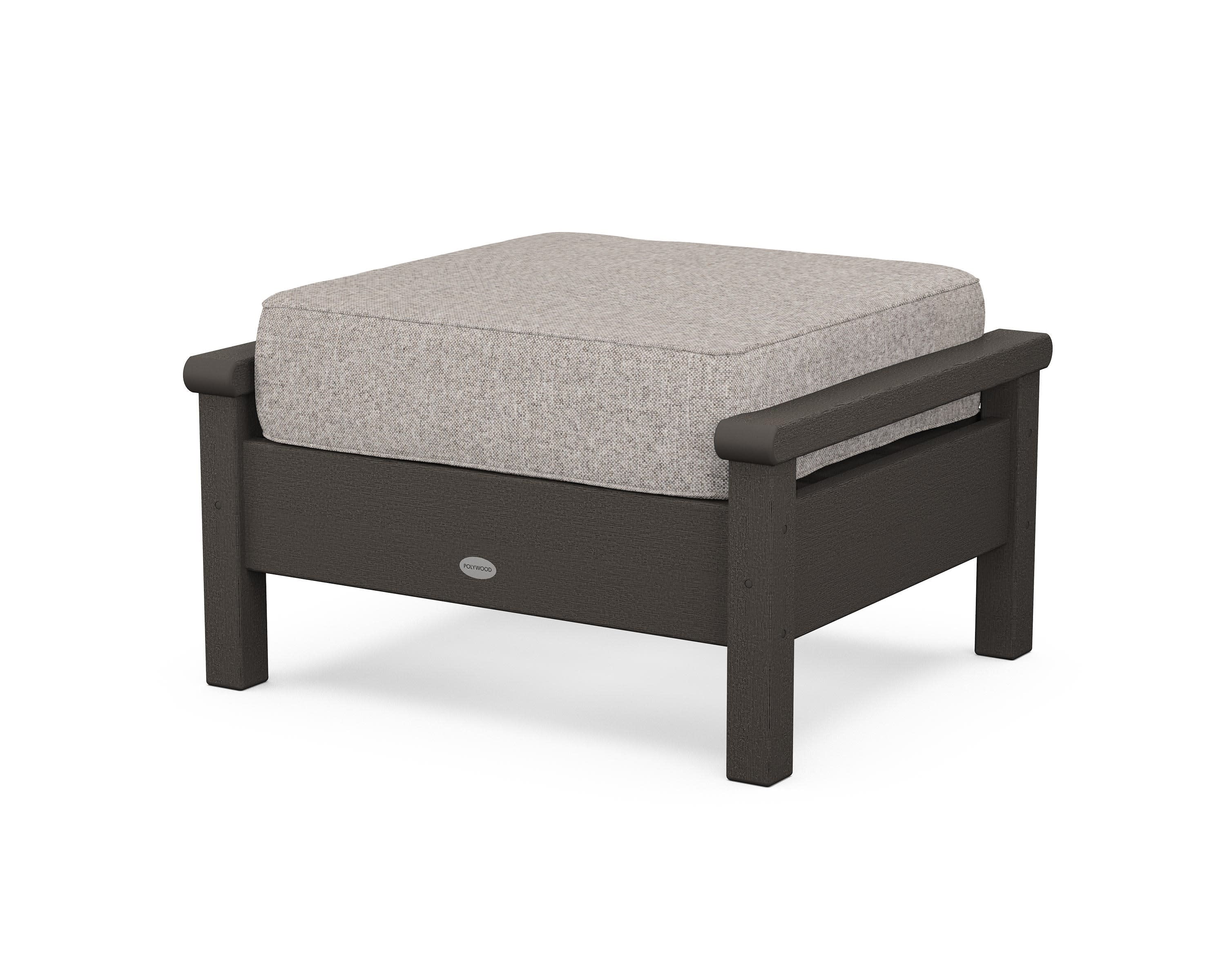 Harbour Deep Seating Ottoman in Vintage Coffee / Weathered Tweed