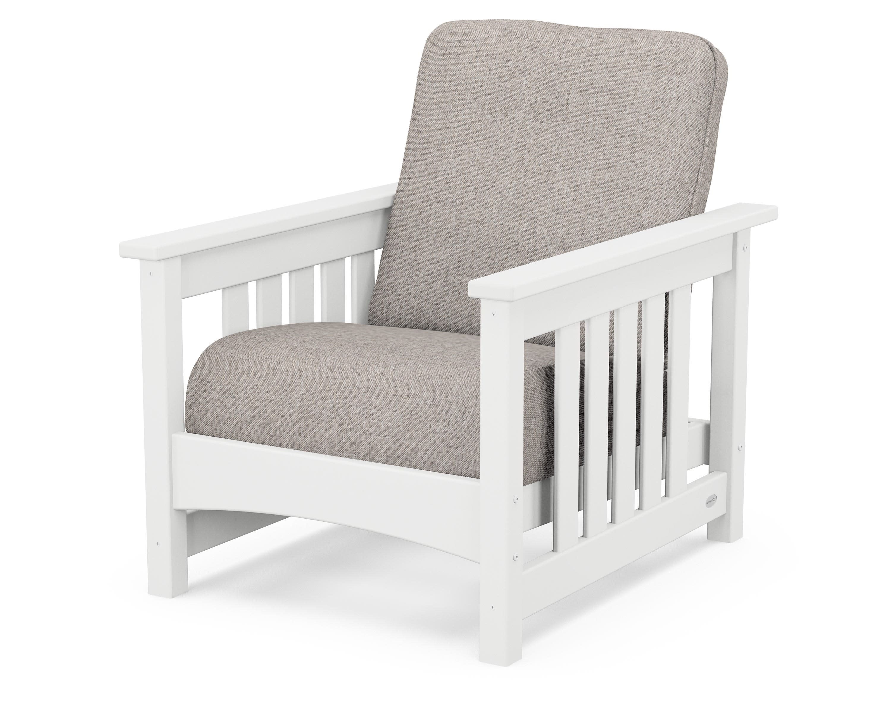 Club Mission Chair in White / Weathered Tweed