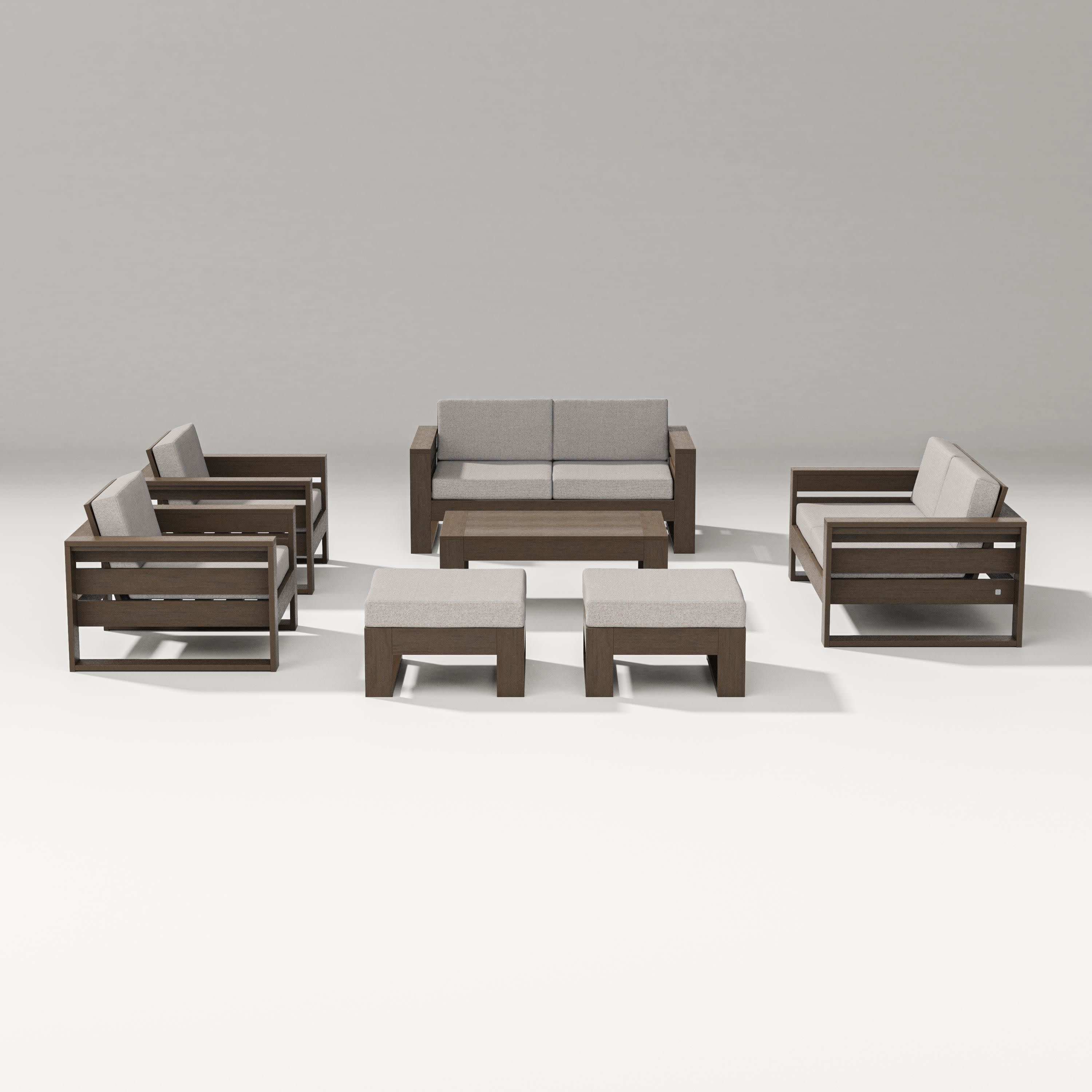 Latitude 7-Piece Lounge Loveseat Set in Kona / Weathered Tweed