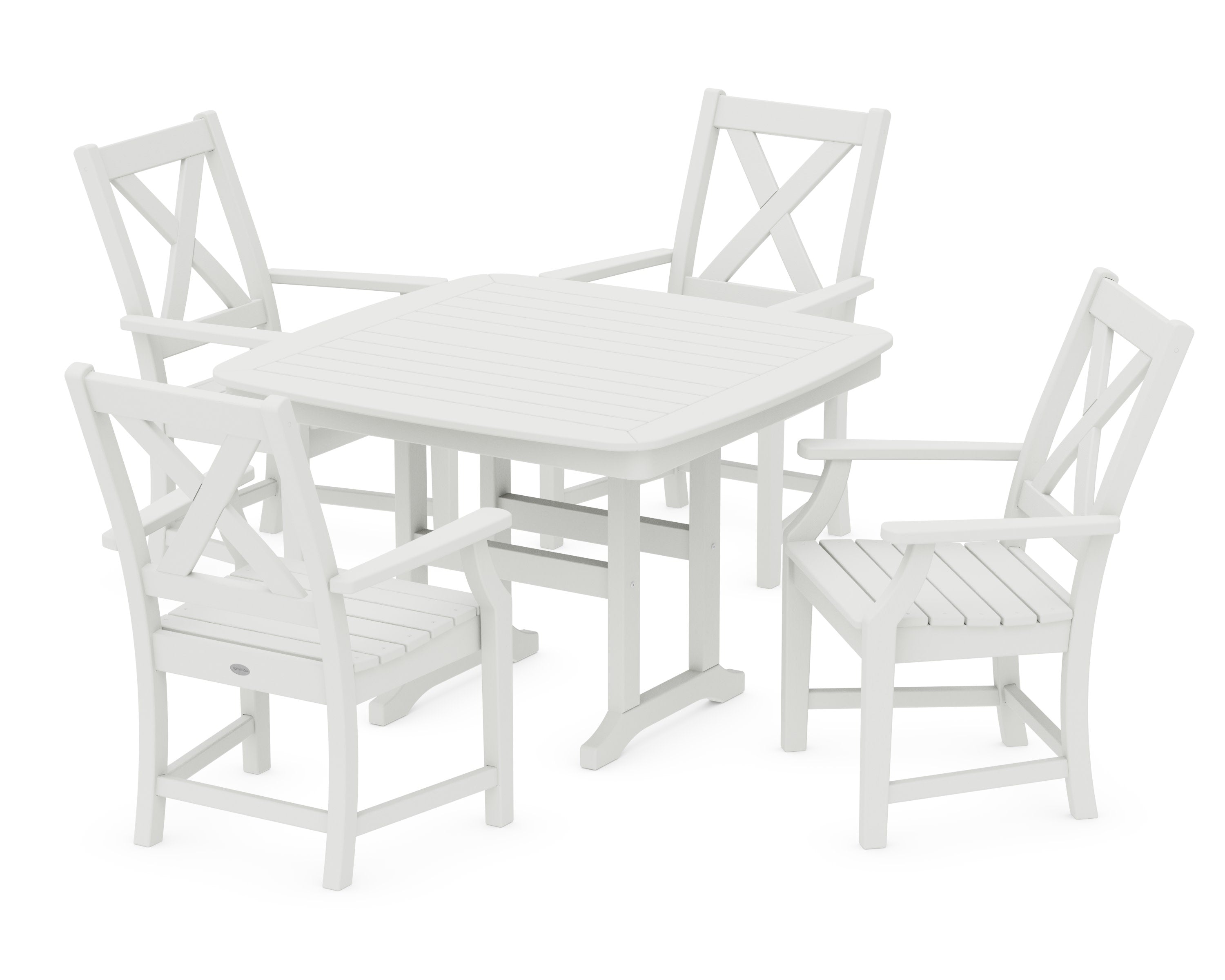 Braxton 5-Piece Dining Set with Trestle Legs in Vintage White