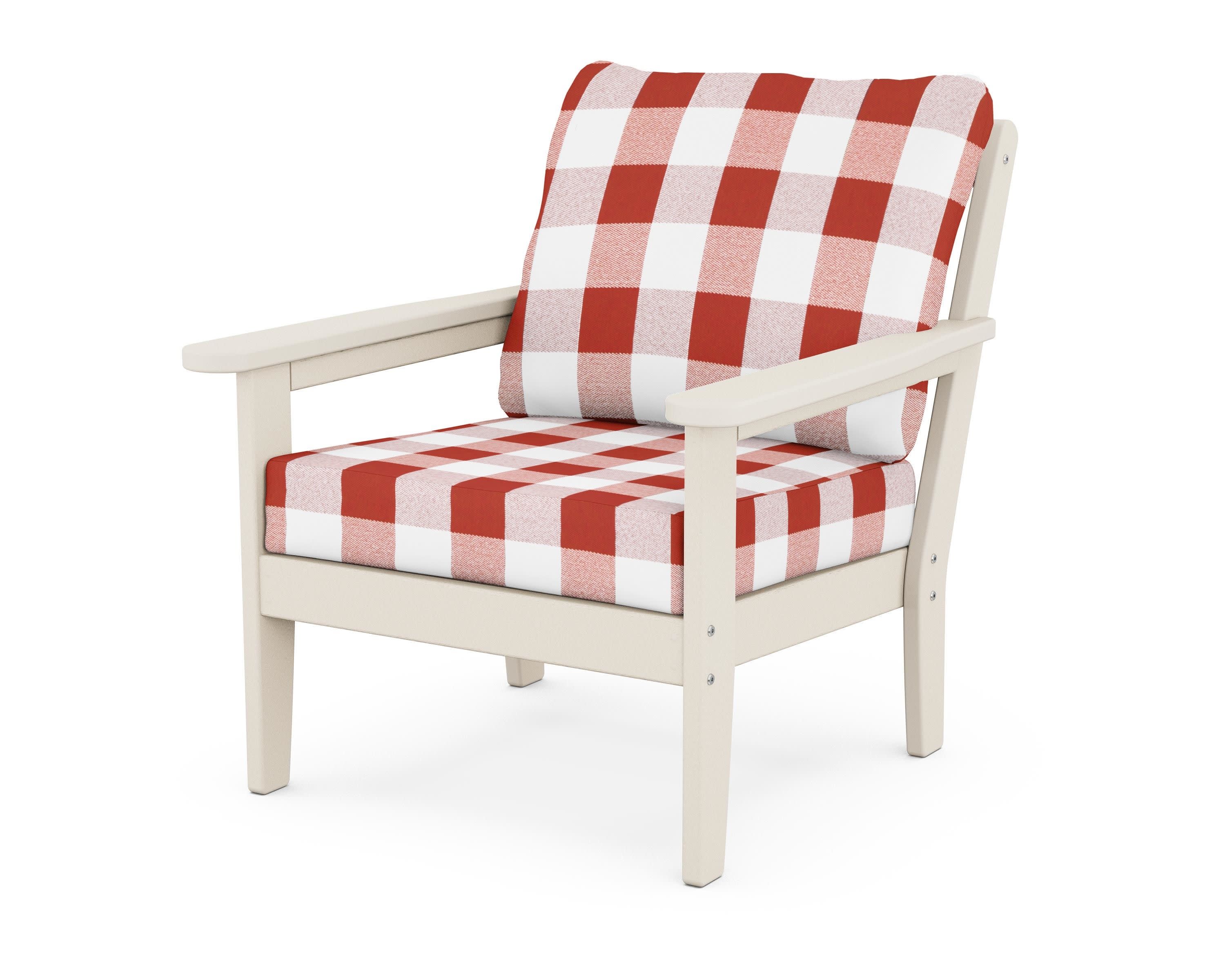 Cottage Deep Seating Chair in Sand / Buffalo Plaid Crimson