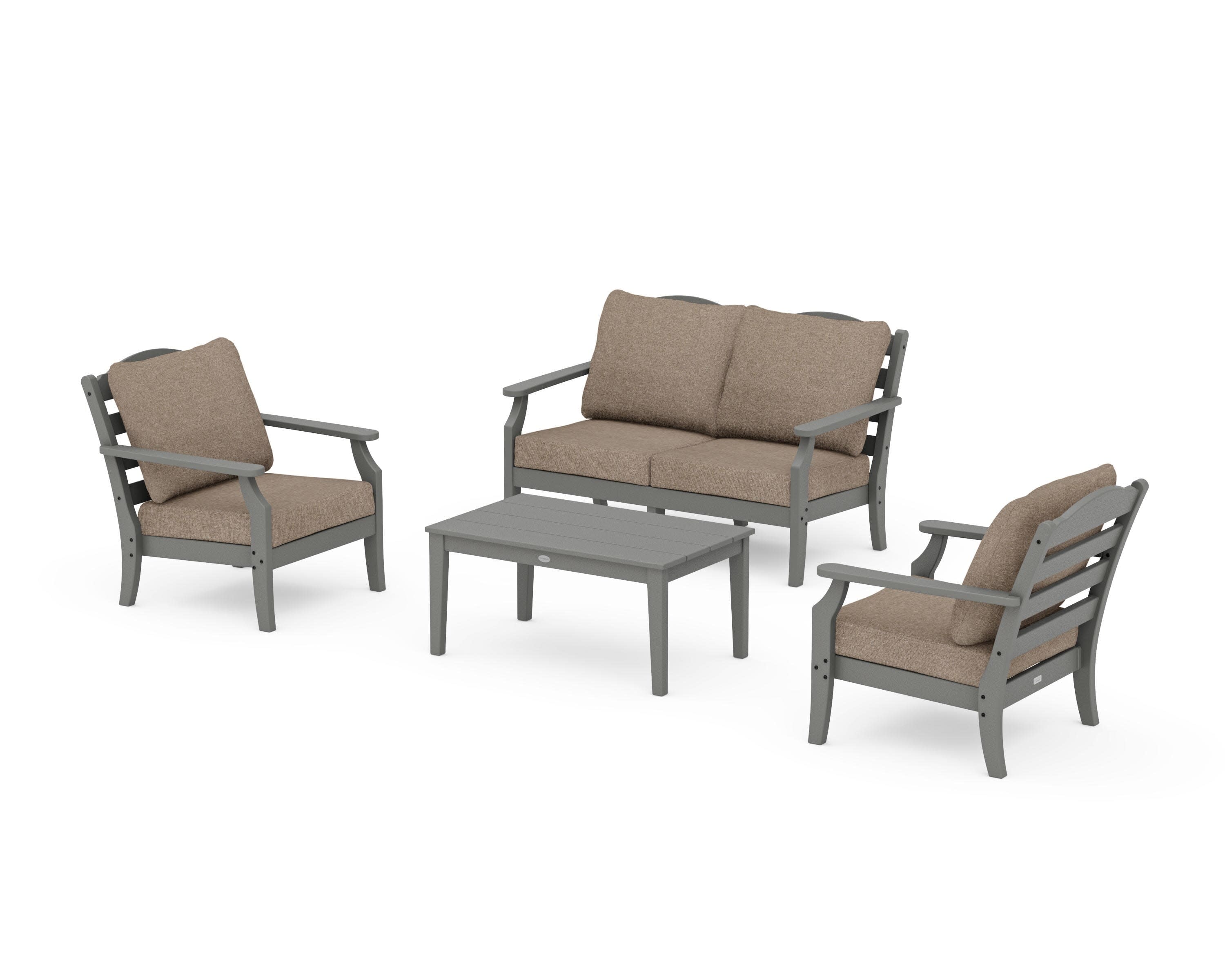 Savannah 4-Piece Deep Seating Set with Loveseat in Slate Grey / Spiced Burlap