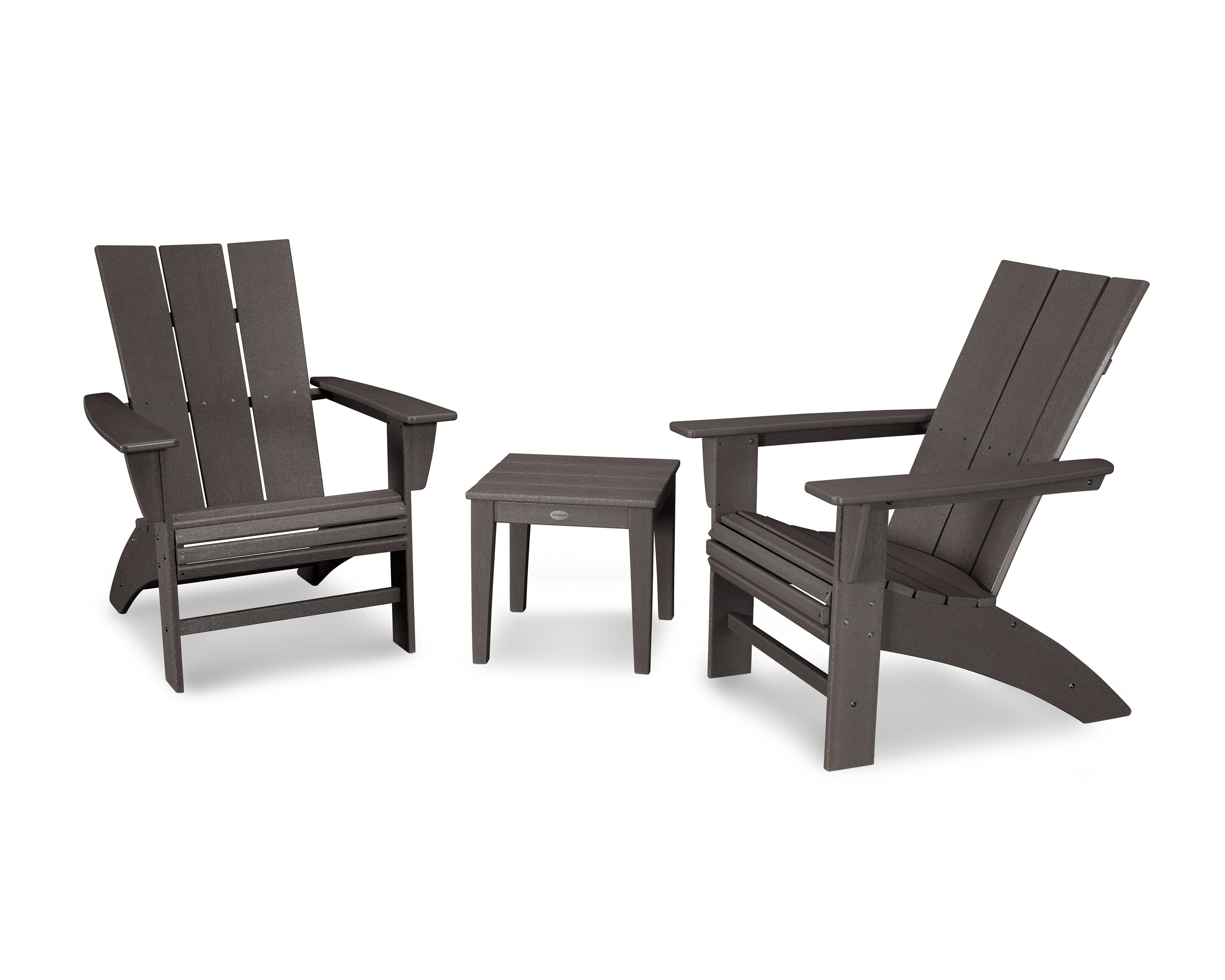 Modern 3-Piece Curveback Adirondack Set in Vintage Coffee