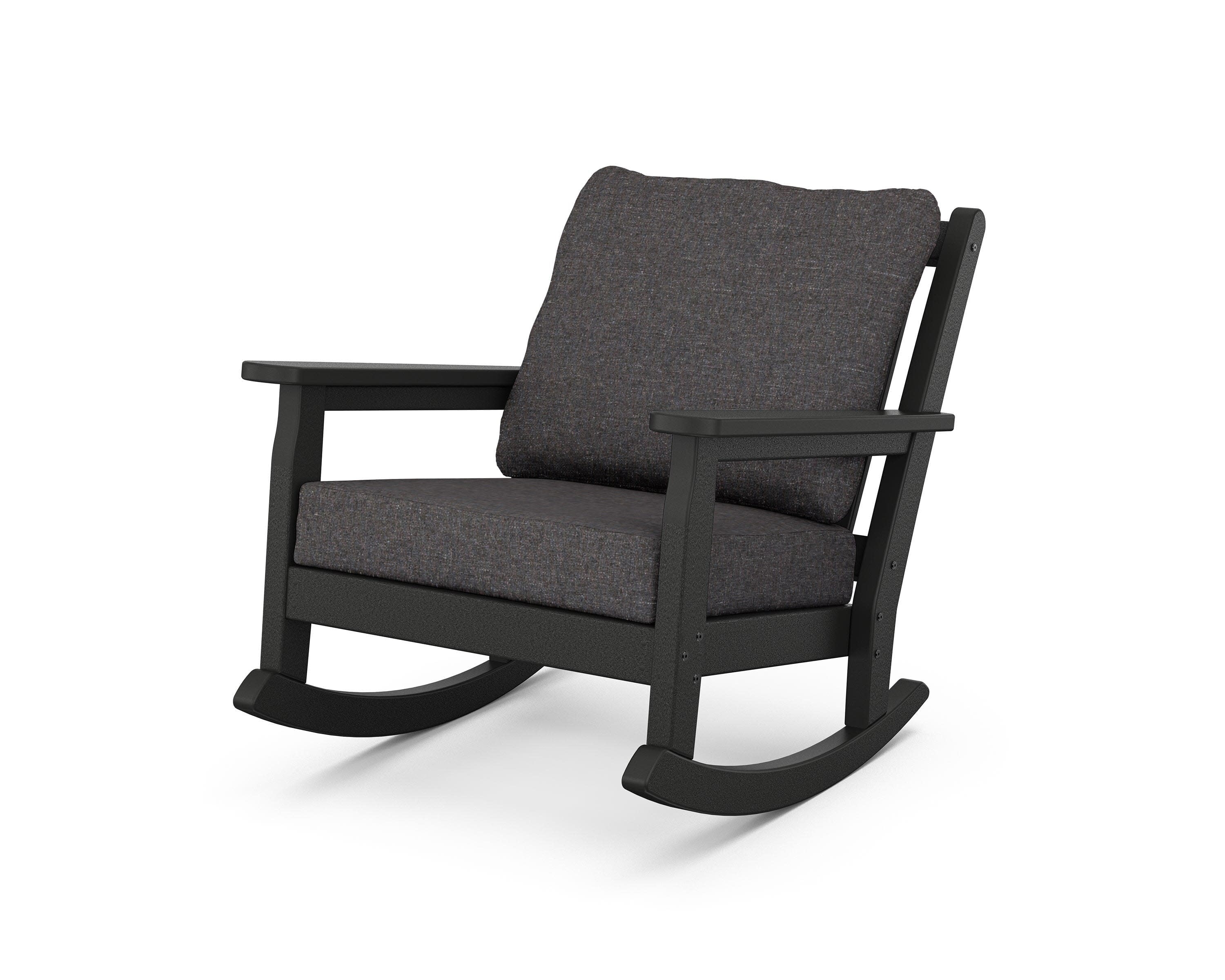 Chippendale Deep Seating Rocking Chair in Black / Ash Charcoal