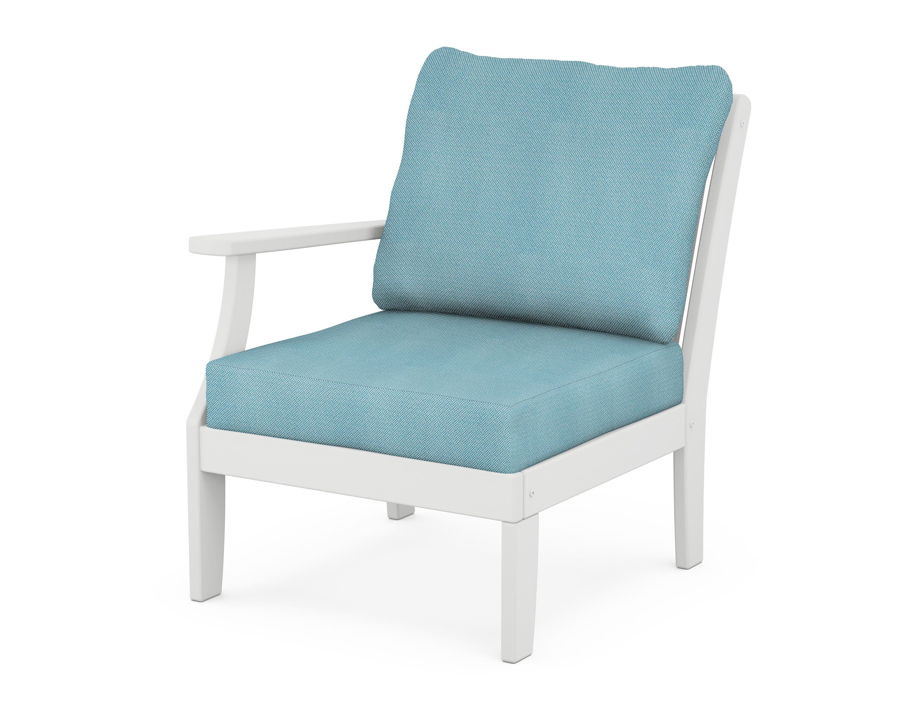 Braxton Modular Left Arm Chair in White / Lattice Sky Blue