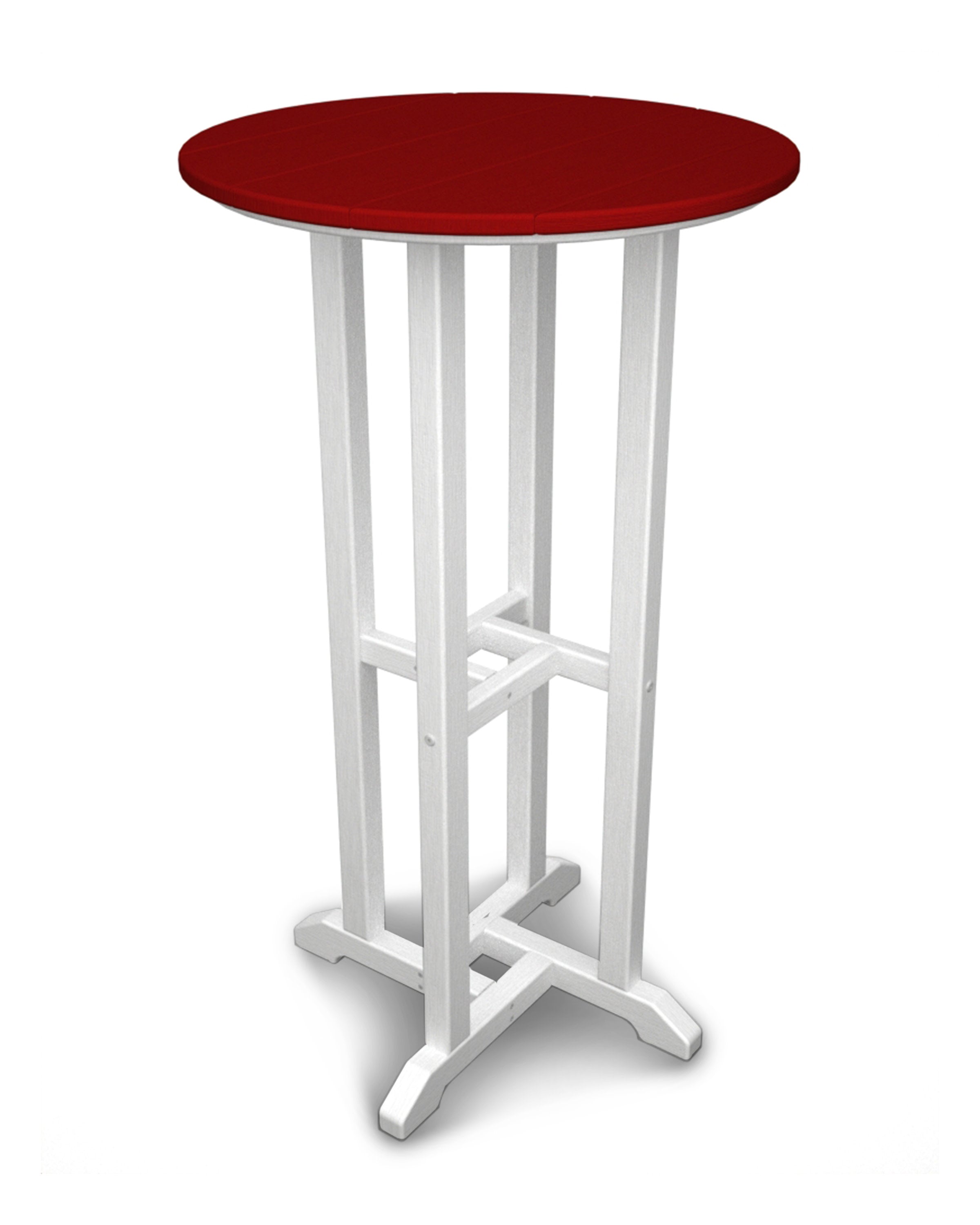 Contempo 24" Round Bar Table in White / Sunset Red