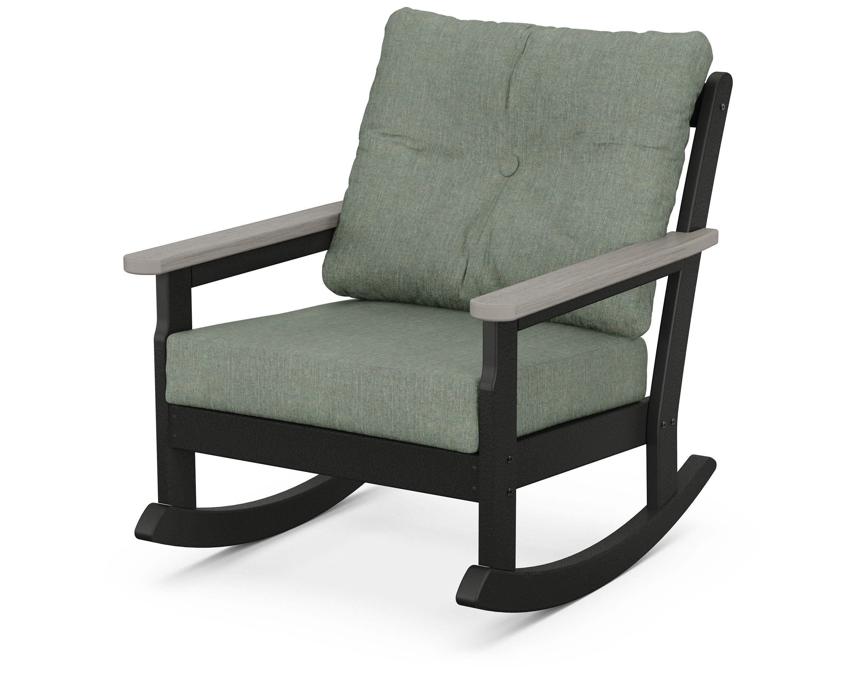 Vineyard Deep Seating Rocking Chair in Black / Driftwood / Cast Sage