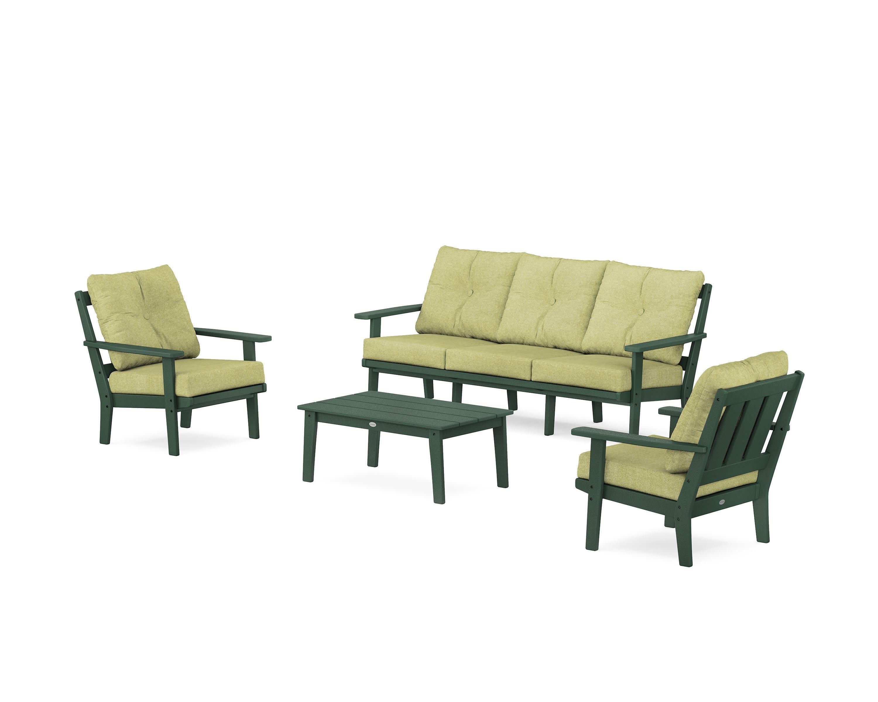 Oxford 4-Piece Deep Seating Set with Sofa in Green / Chartreuse Boucle